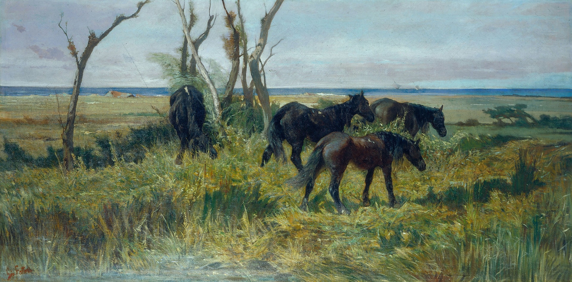 Giovanni Fattori: Pastura maremmana (Cavalli al pascolo), 1872 circa. Olio su tela Istituto Matteucci, Viareggio © Istituto Matteucci, Viareggio 