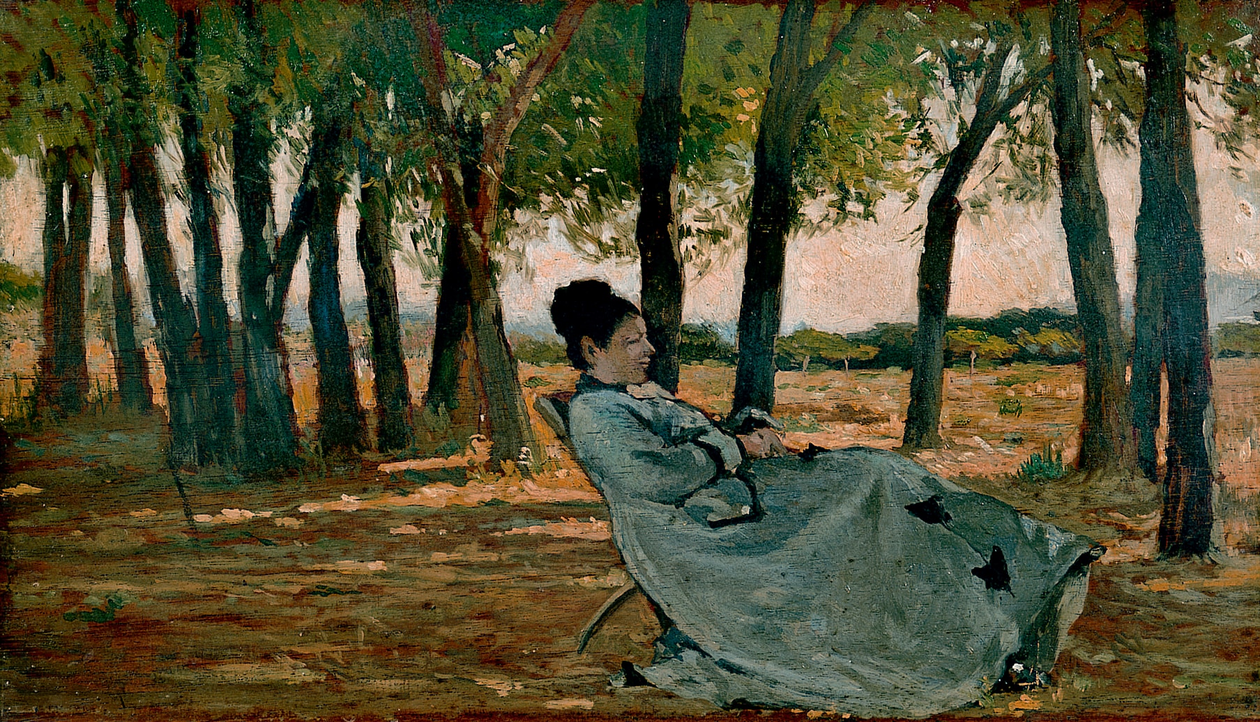 Giovanni Fattori, La signora Martelli a Castiglioncello. 1867-1870 circa. Olio su tavola, 19,5 x 33 cm. Museo Civico Giovanni Fattori, Livorno