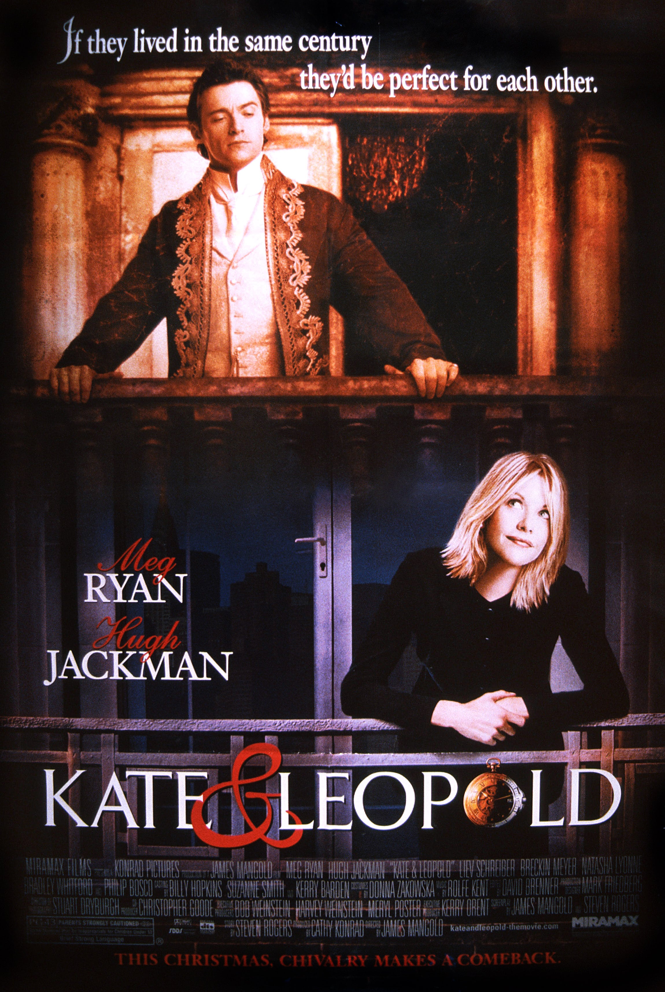 La locandina della commedia romantica "Kate&Leopold" interpretata da Meg Ryan nel 2001 accanto a Huge Jackman