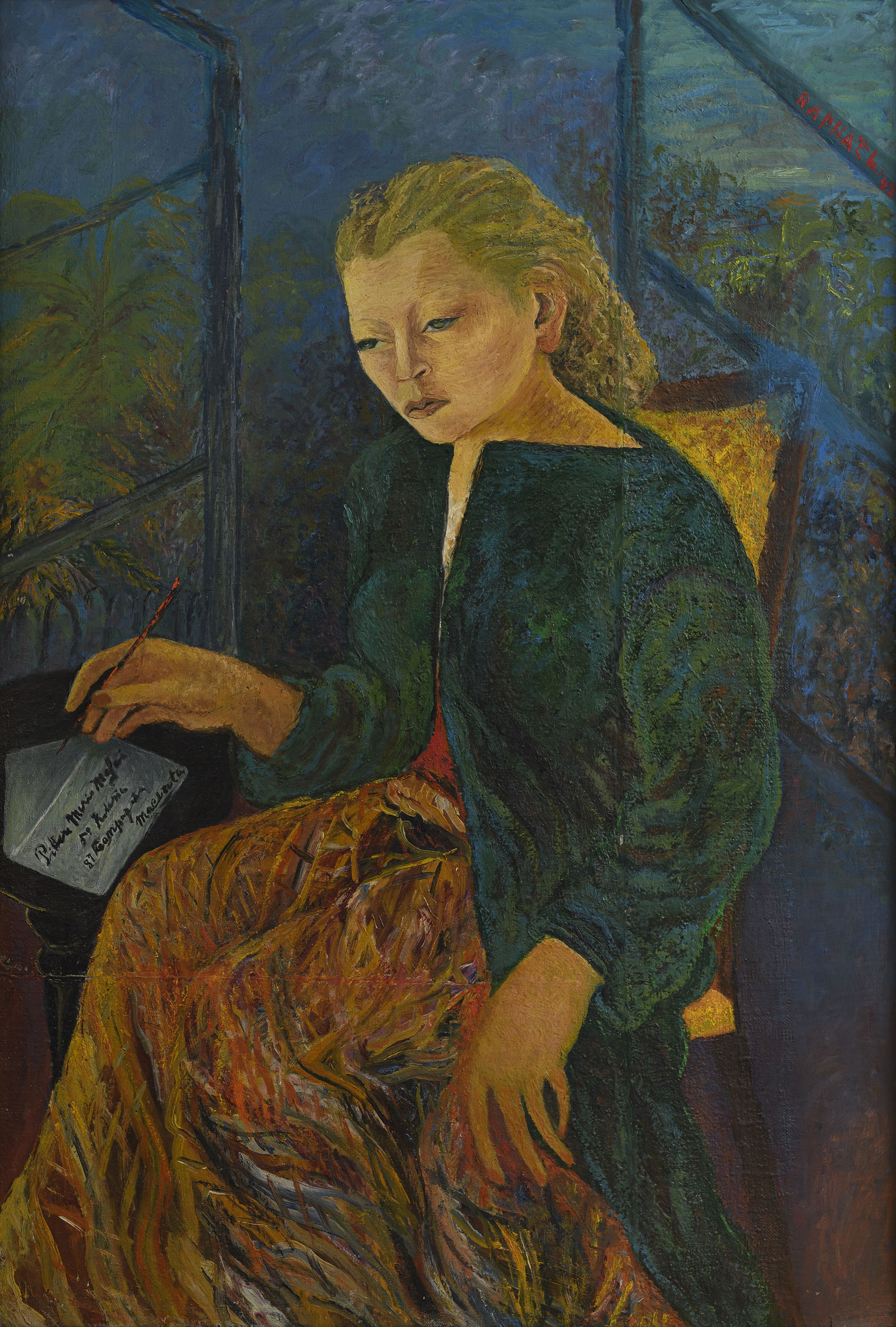 Antonietta Raphaël Antonietta Raphaël "Autoritratto scrivendo una lettera a Mario", 1942. Olio su tela cm 123x84. Collezione privata, Roma 