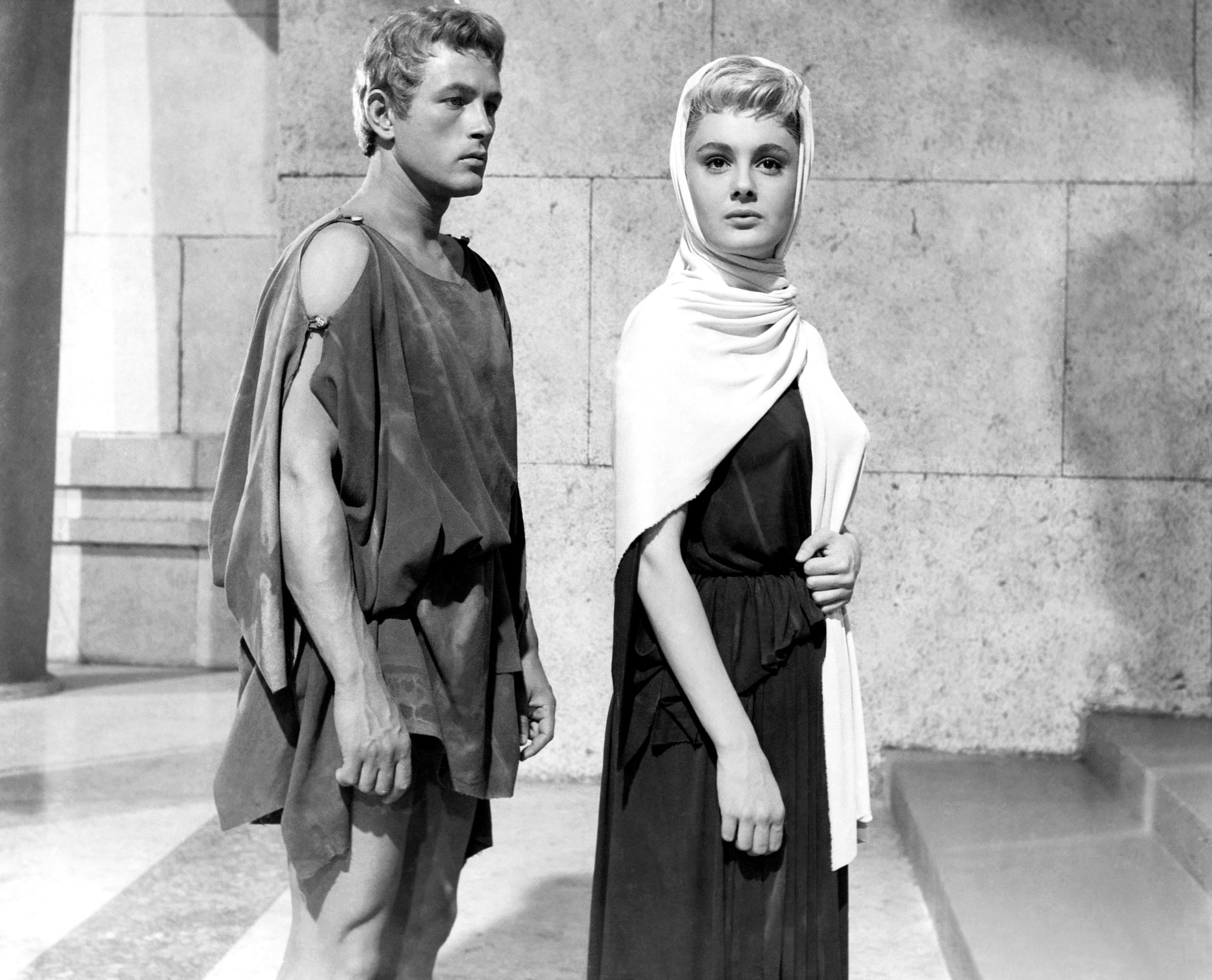 In una scena di "Romolo e Remo" con l'attore Jacques Sernas nel 1961