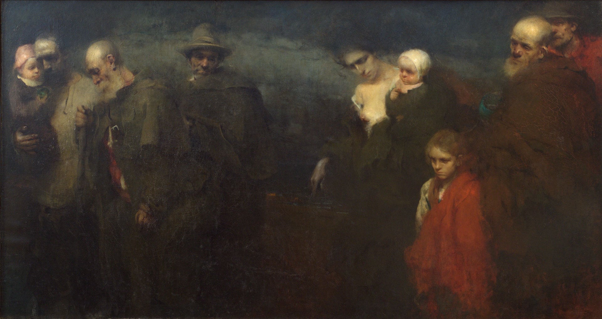 Felice Carena (Cumiana, Torino, 1876 – Venezia, 1966), I viandanti, 1907.Olio su tela, cm. 158x299