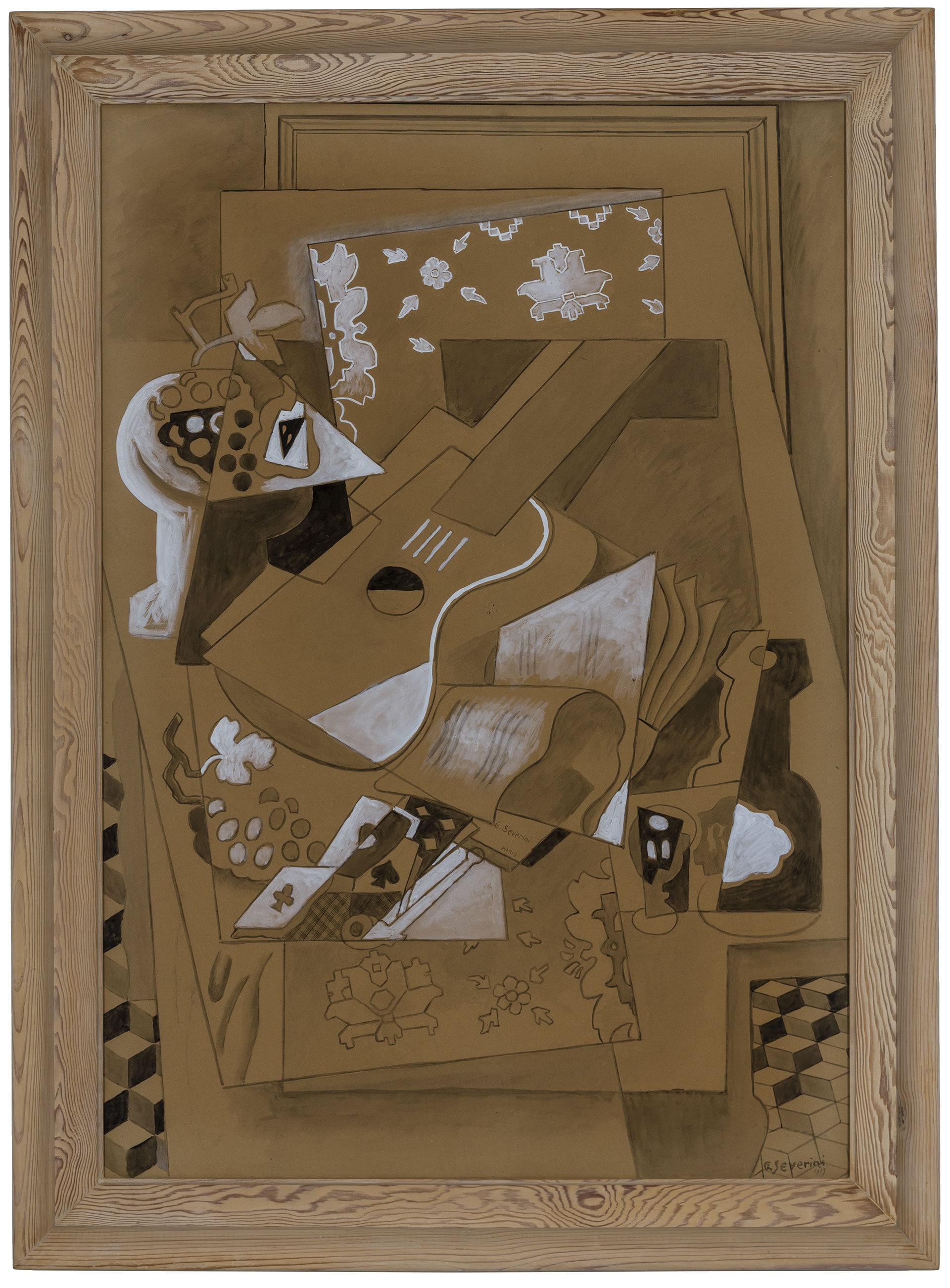 Gino Severini, Natura morta con chitarra, 1919. Tempera su carta, cm. 115x80,5