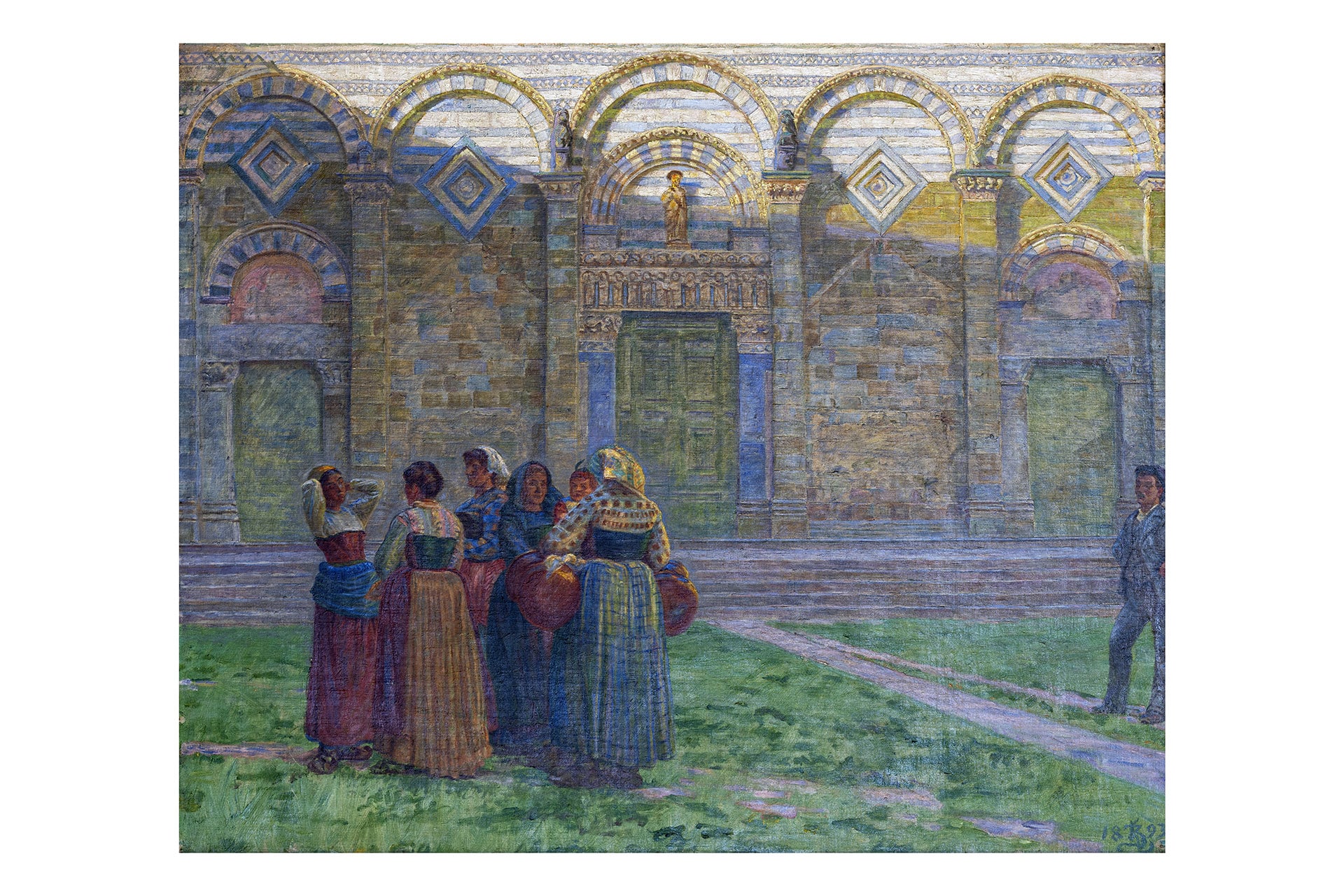 Peder Henrik Kristian Zahrtmann "San Pietro i Pistoja" / Davanti alla Chiesa di San Pietro a Pistoia, 1893. Olio su tela cm 60 x 74 