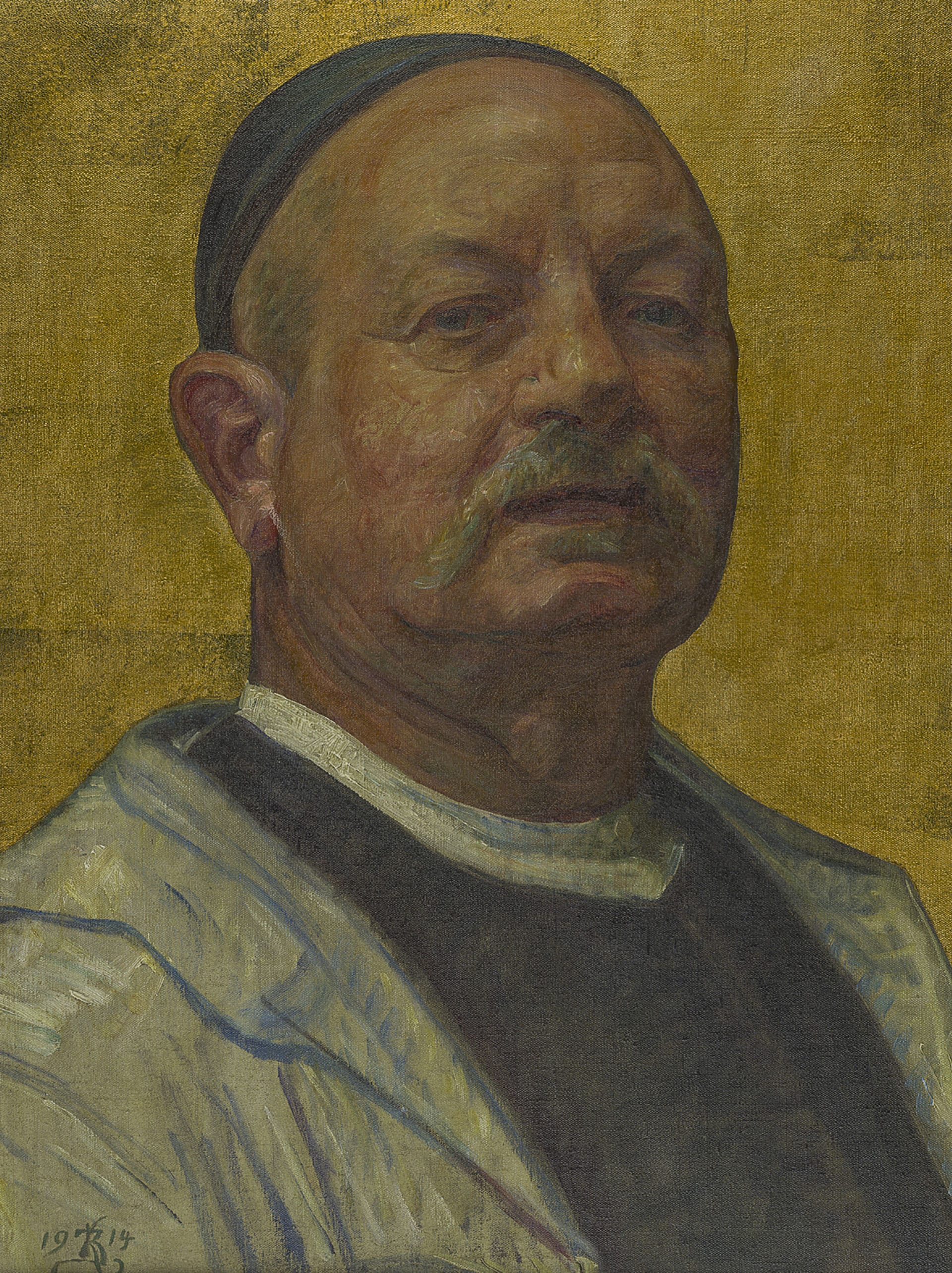 Peder Henrik Kristian Zahrtmann "Selvportræt" / Autoritratto [su sfondo dorato] 1914. Olio su tela, cm 40,4 x 43 