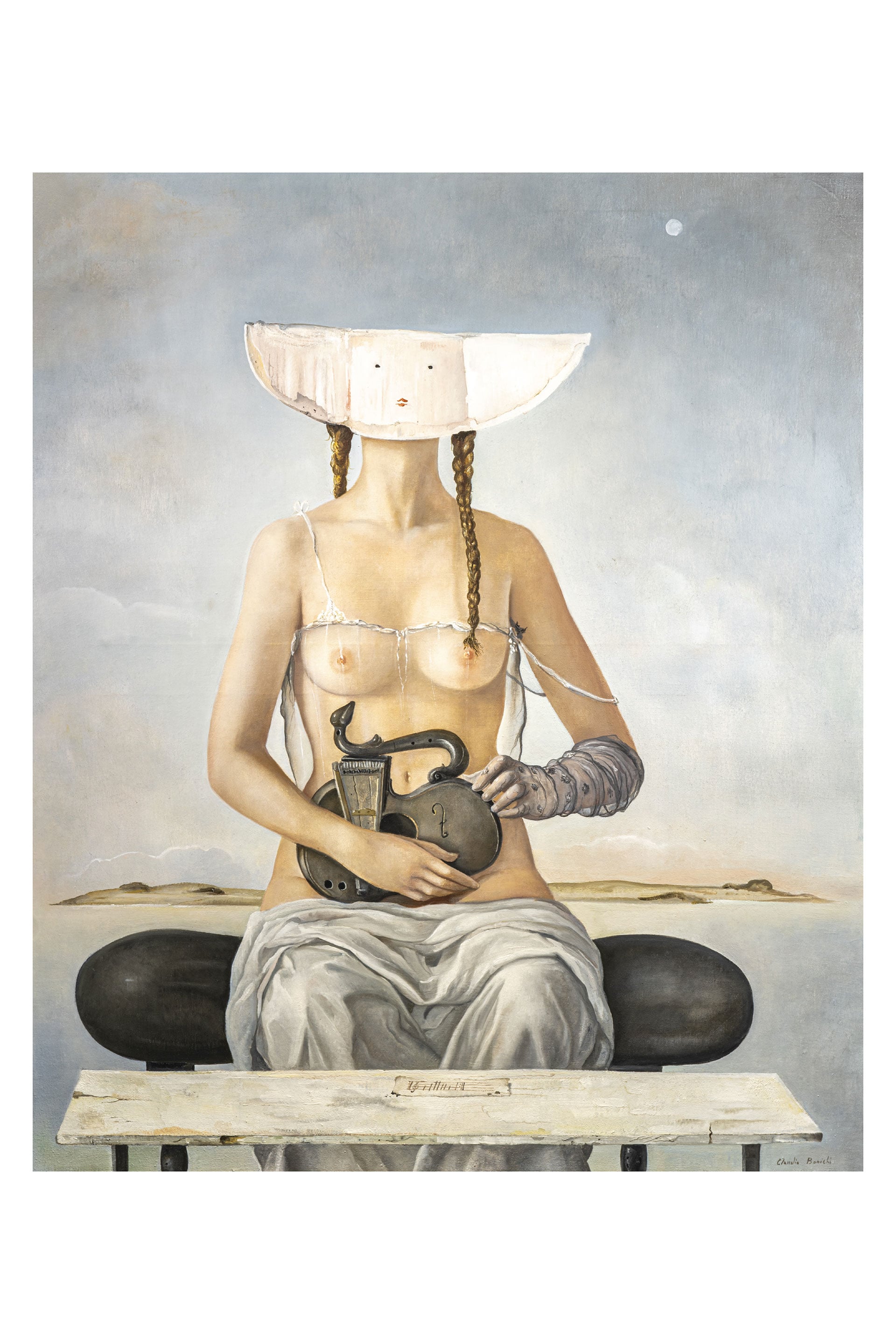Claudio Bonichi "La grande musa", 1988. Olio su tela, cm 120x100 