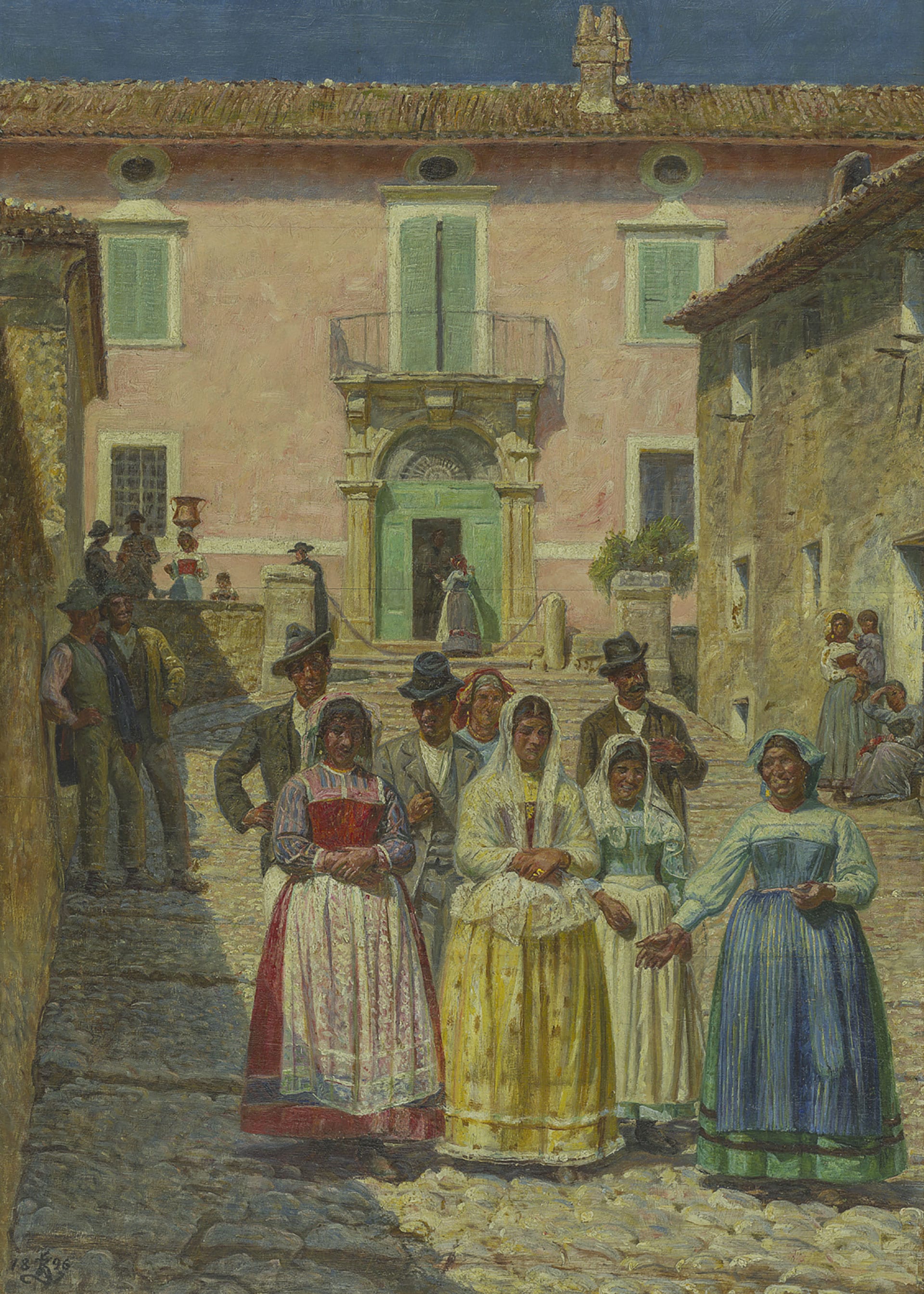 Peder Henrik Kristian Zahrtmann "Bruden føres til kirke. Motiv fra Abruzzerne" / Corteo nuziale in Abruzzo a Civita d’Antino. Abruzzo, 1896. Olio su tavola, cm 55,3 x 39,8 