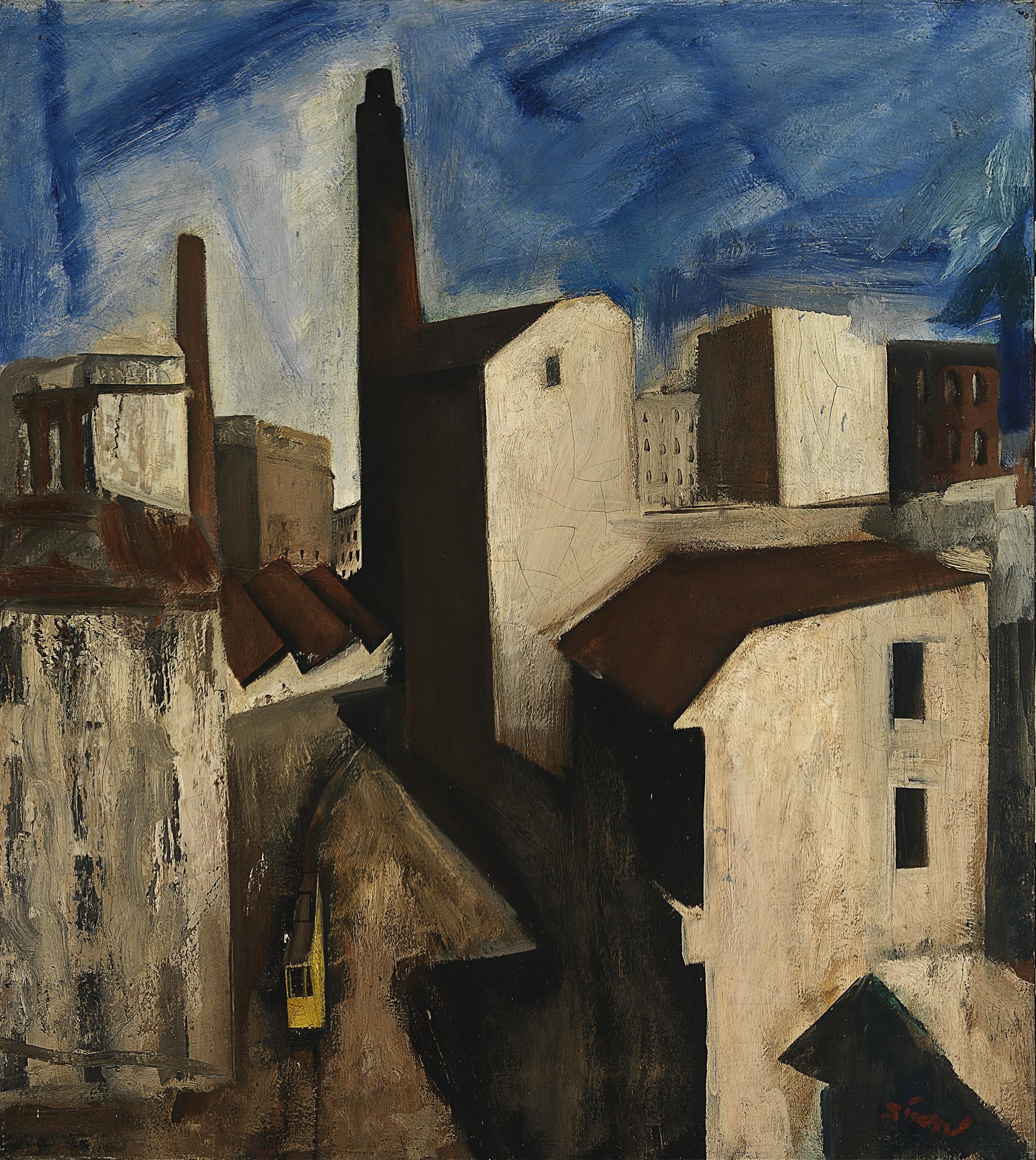 Mario Sironi: Paesaggio urbano, 1925-28, olio su tela, 80,5 x 70,5 cm, Milano, Museo del Novecento © Mario Sironi, by SIAE 2021 