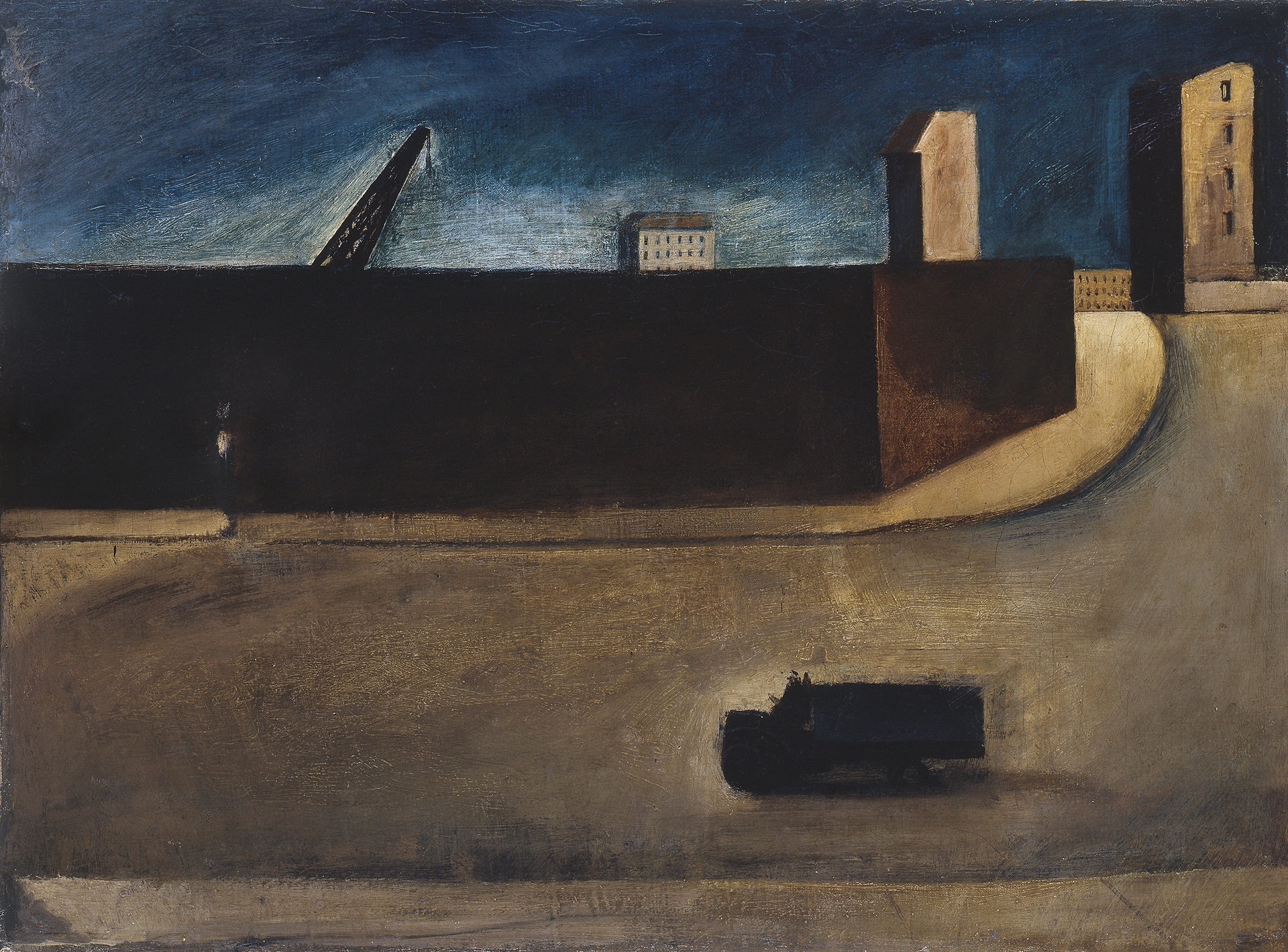  Mario Sironi: Paesaggio urbano con camion, 1920, olio su tela, 44 x 60 cm Milano, Pinacoteca di Brera, donazione Emilio e Maria Jesi © Mario Sironi, by SIAE 2021 