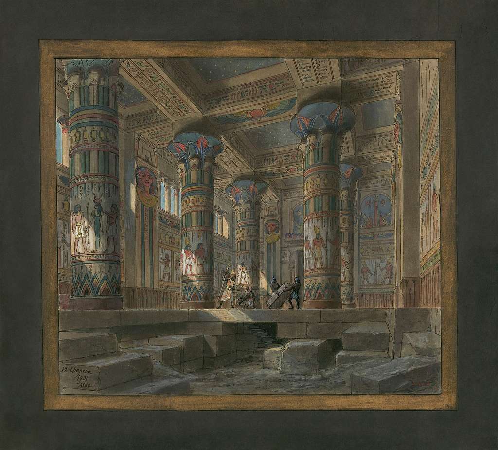 Bozzetto di Philippe Chaperon per le scene di "Aida".