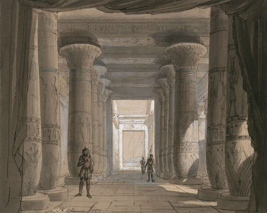 Bozzetto di Philippe Chaperon per le scene di "Aida".