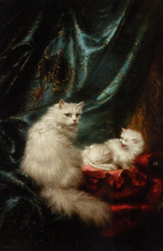 Carl Kahler, Gatti da salotto, olio su tela, Collezione privata