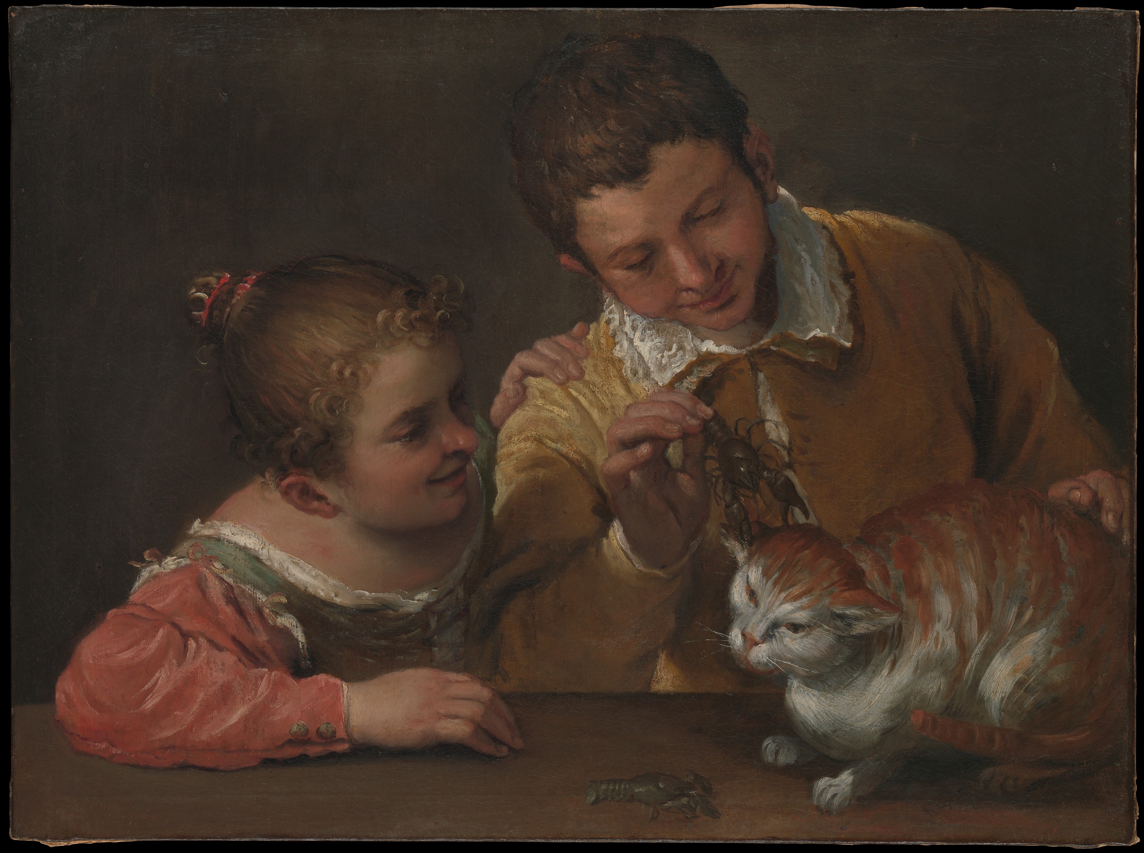 Annibale Carracci, Due bambini molestano un gatto, 1587 – 1588, olio su tela, New York, The Met Museum