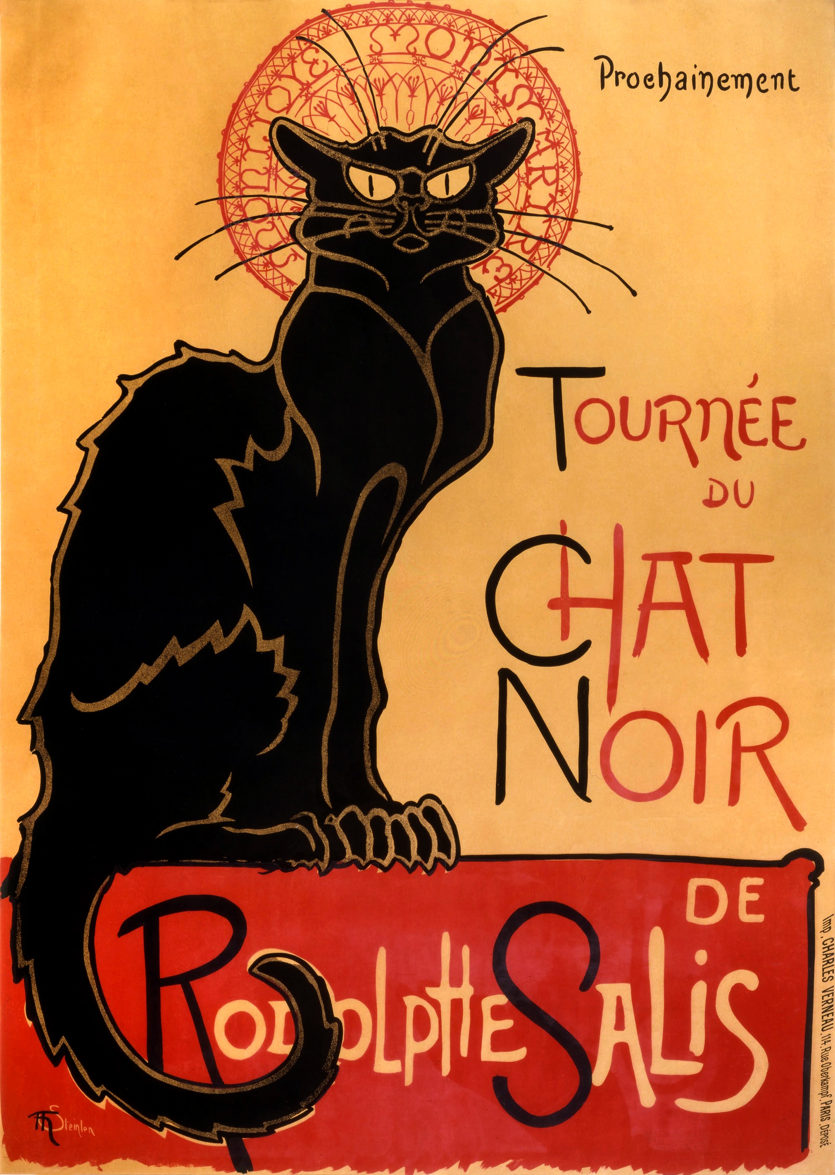 T.A.Steinlen, Tournée di Chat Noir, 1896, litografia a colori, Amsterdam, Museo Van Gogh