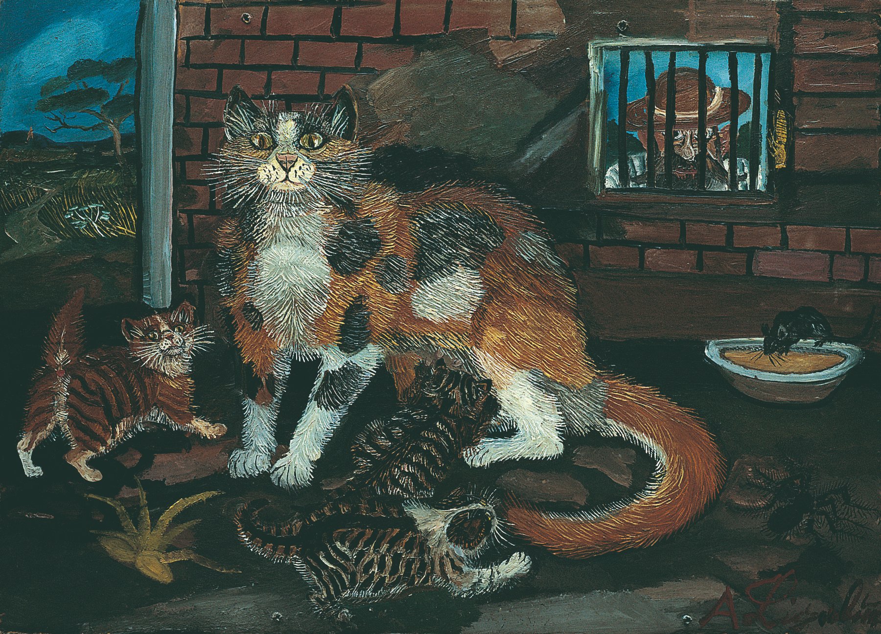 Antonio Ligabue, Gatto che gioca, 1957