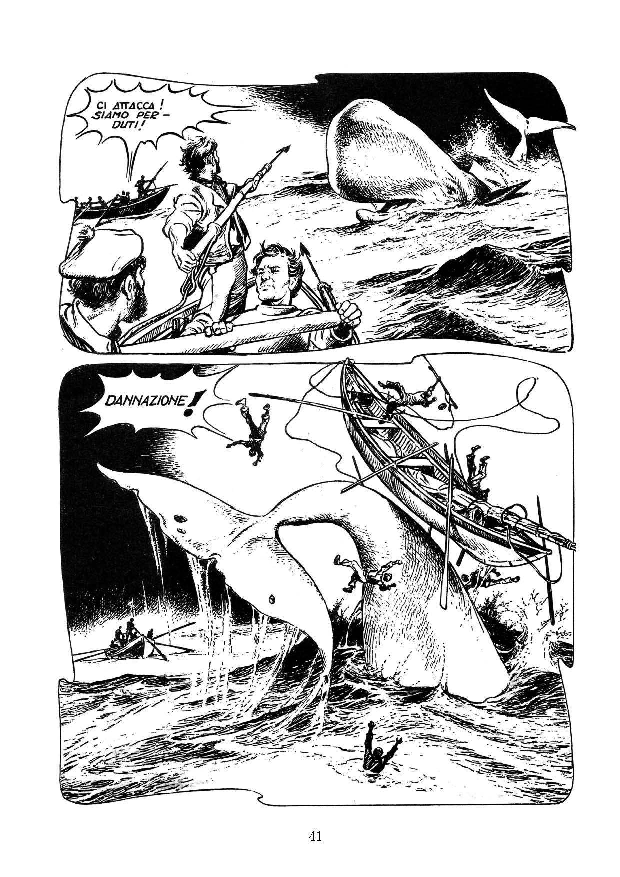 “Moby Dick la balena bianca”, di Herman Melville, disegno di Franco Caprioli su sceneggiatura di Massimo Liorni (Edizioni NPE)