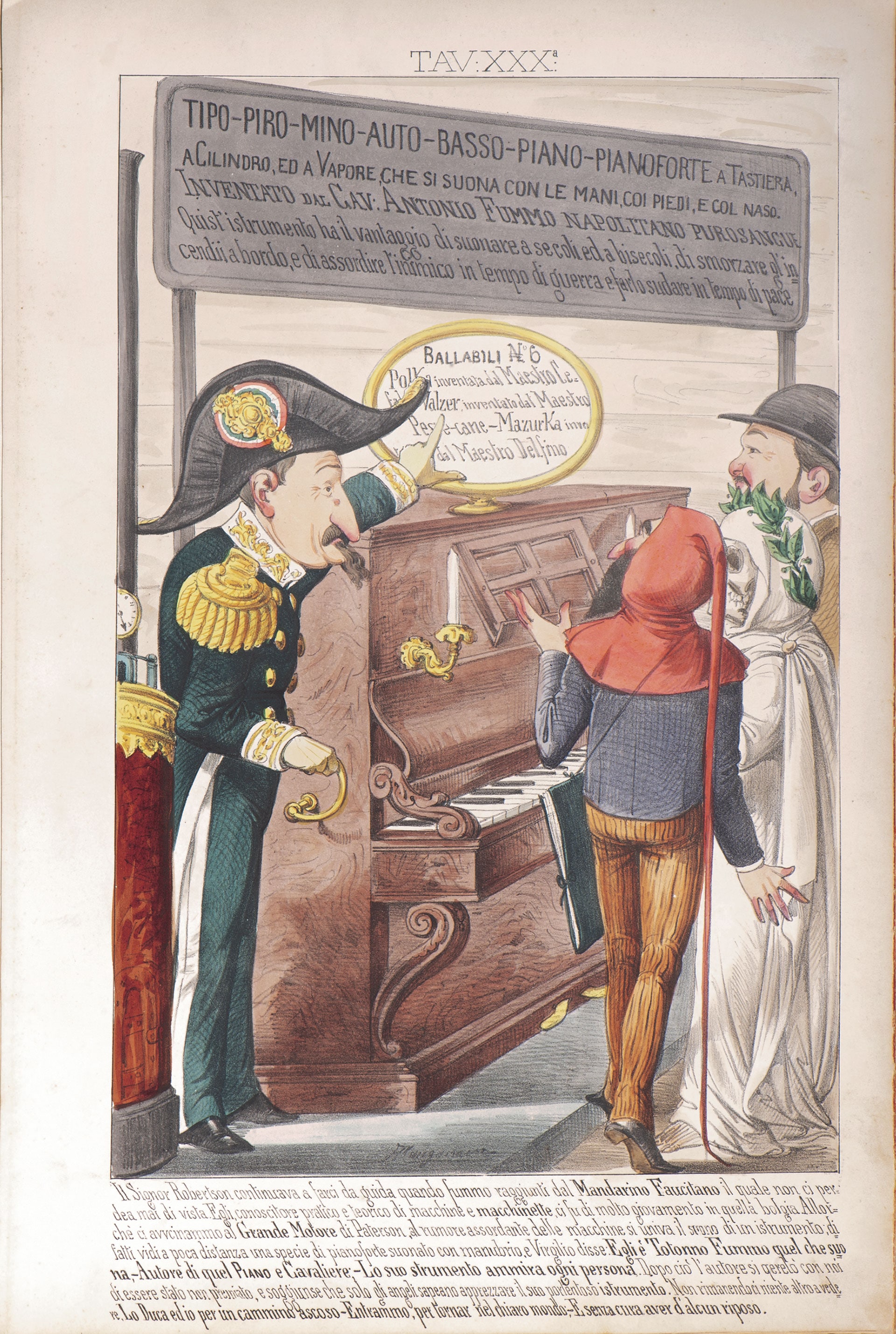 Antonio Manganaro (Manfredonia, 1842 - Napoli, 1920) L’Esposizione marittima visitata da Dante e Virgilio. Album litografico, 1871. Vico Equense, collezione Oreste Savarese