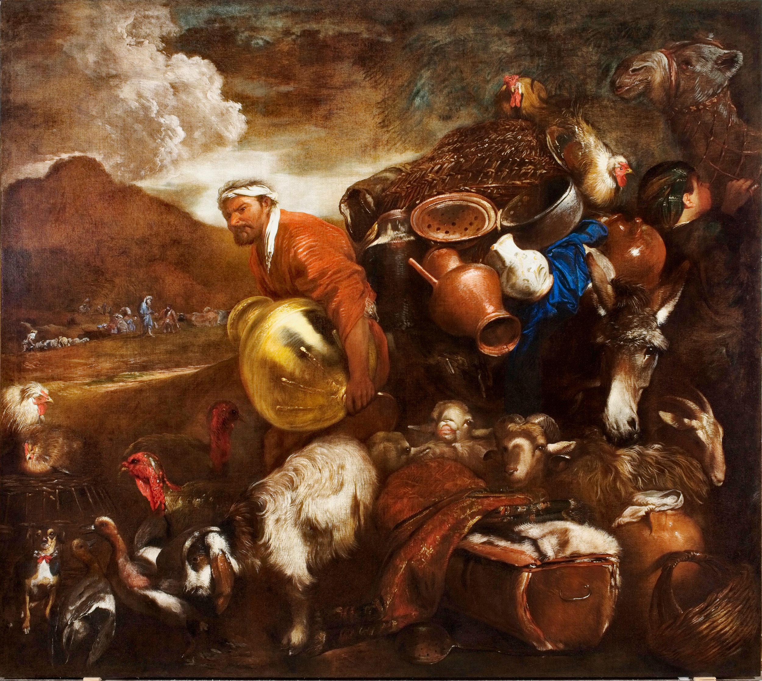 Giovanni Benedetto Castiglione, detto il Grechetto, olio su tela, Viaggio di un patriarca, Galleria Nazionale di Palazzo Spinola, Genova
