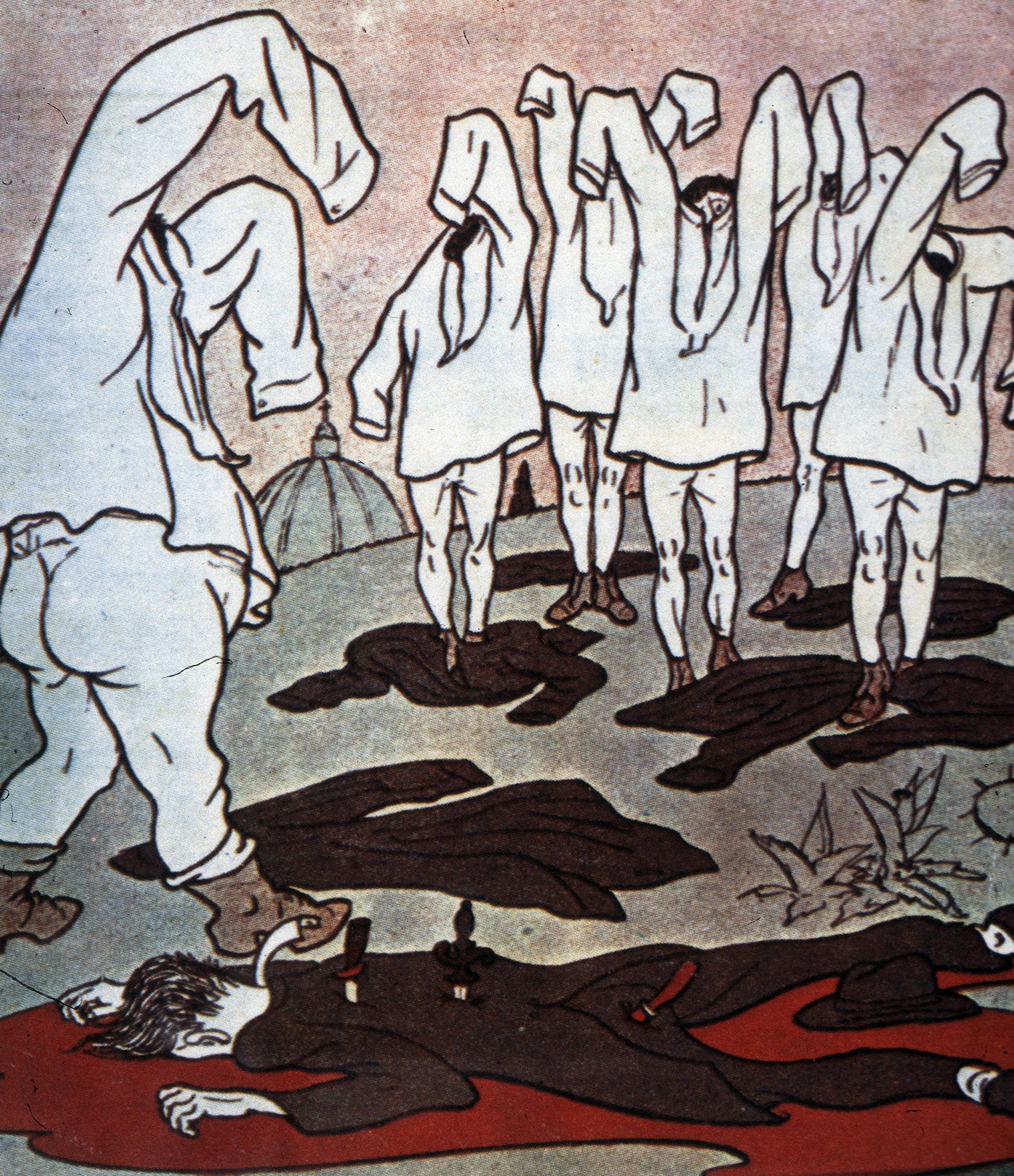 Una caricatura realizzata per l'omicidio Matteotti, le camice nere sono state cambiate con quelle bianche