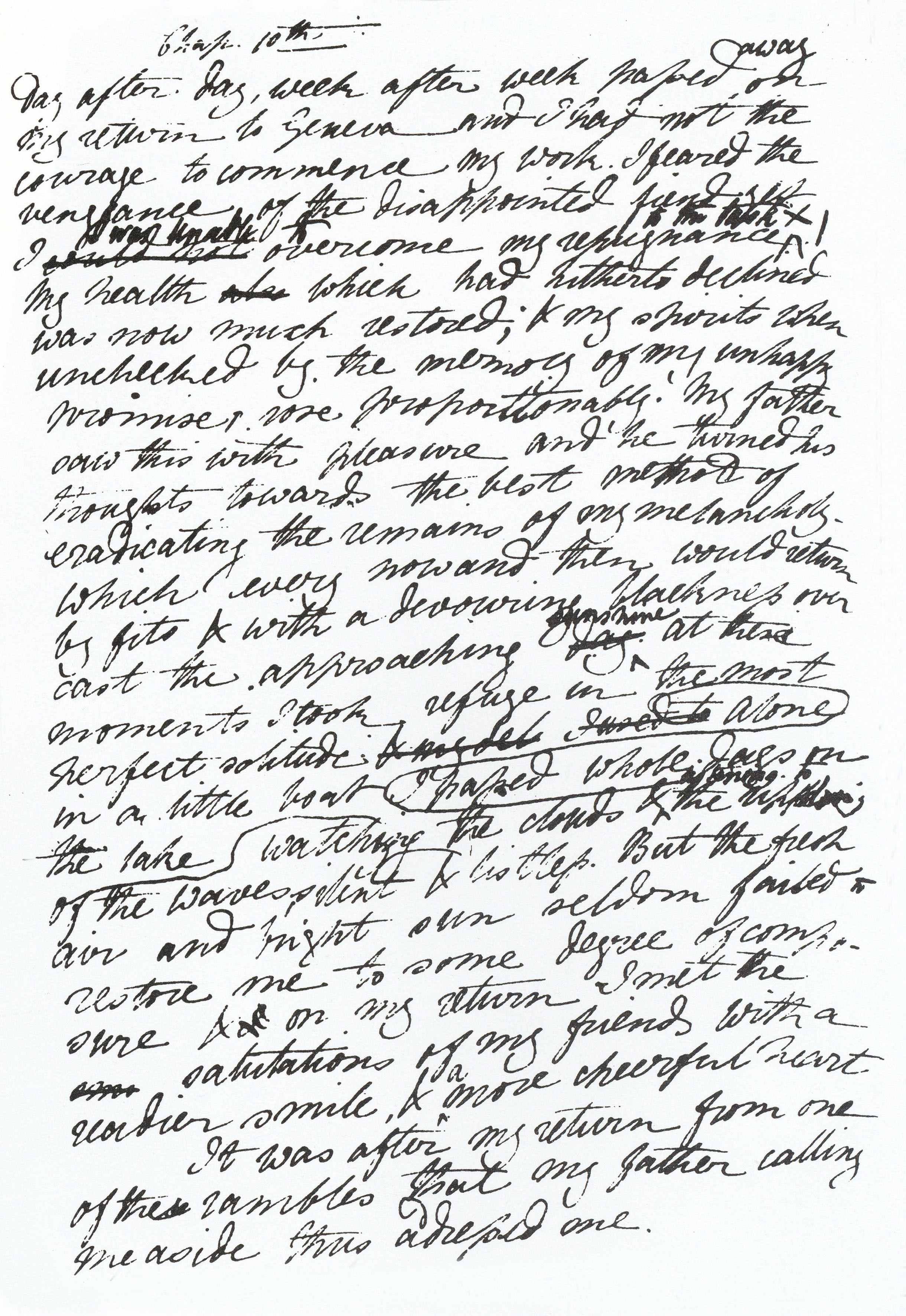 Manoscritto di Frankenstein, di Mary Shelley.