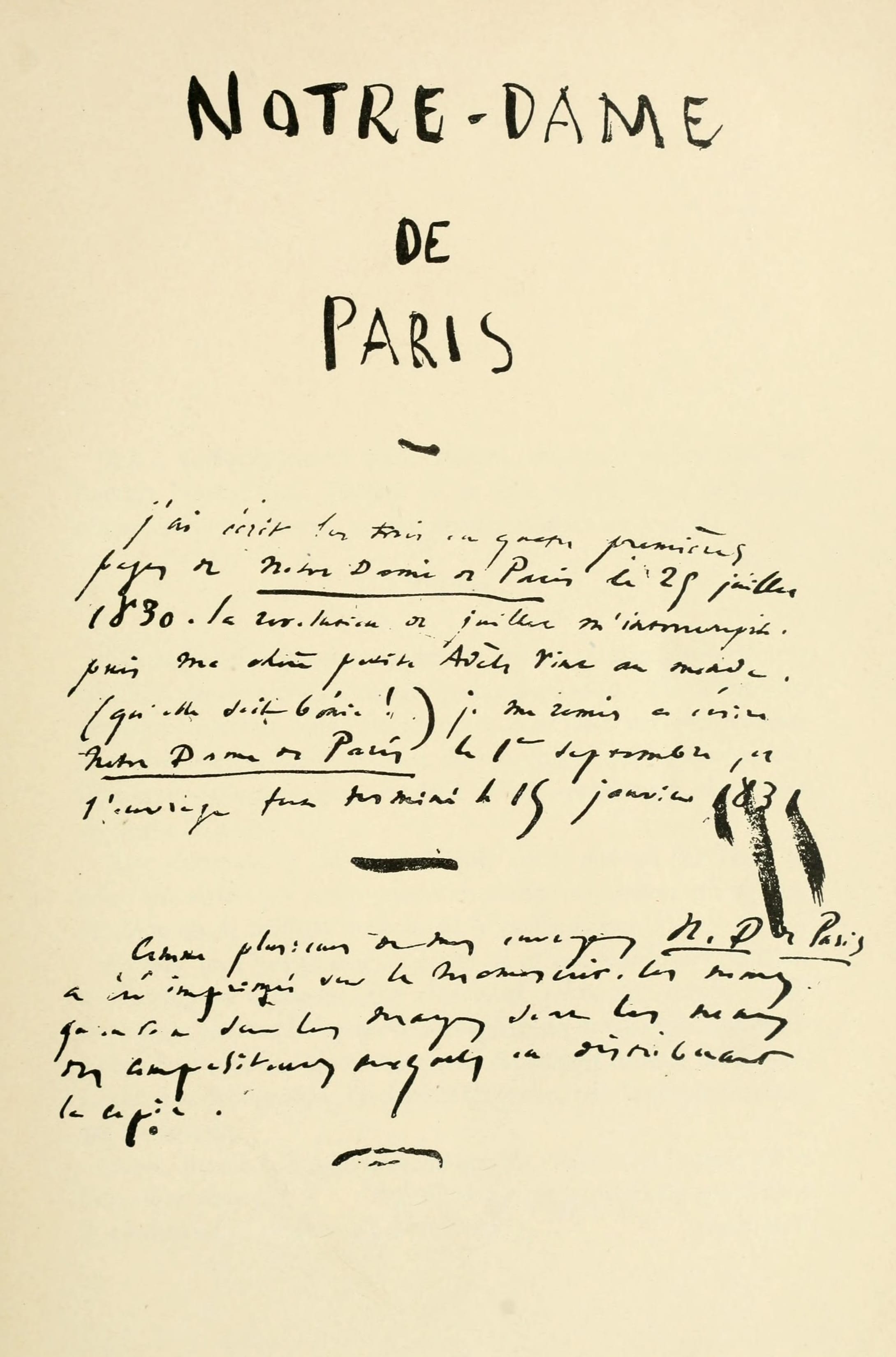 Manoscritto di Notre-Dame de​ Paris, di Victor Hugo.