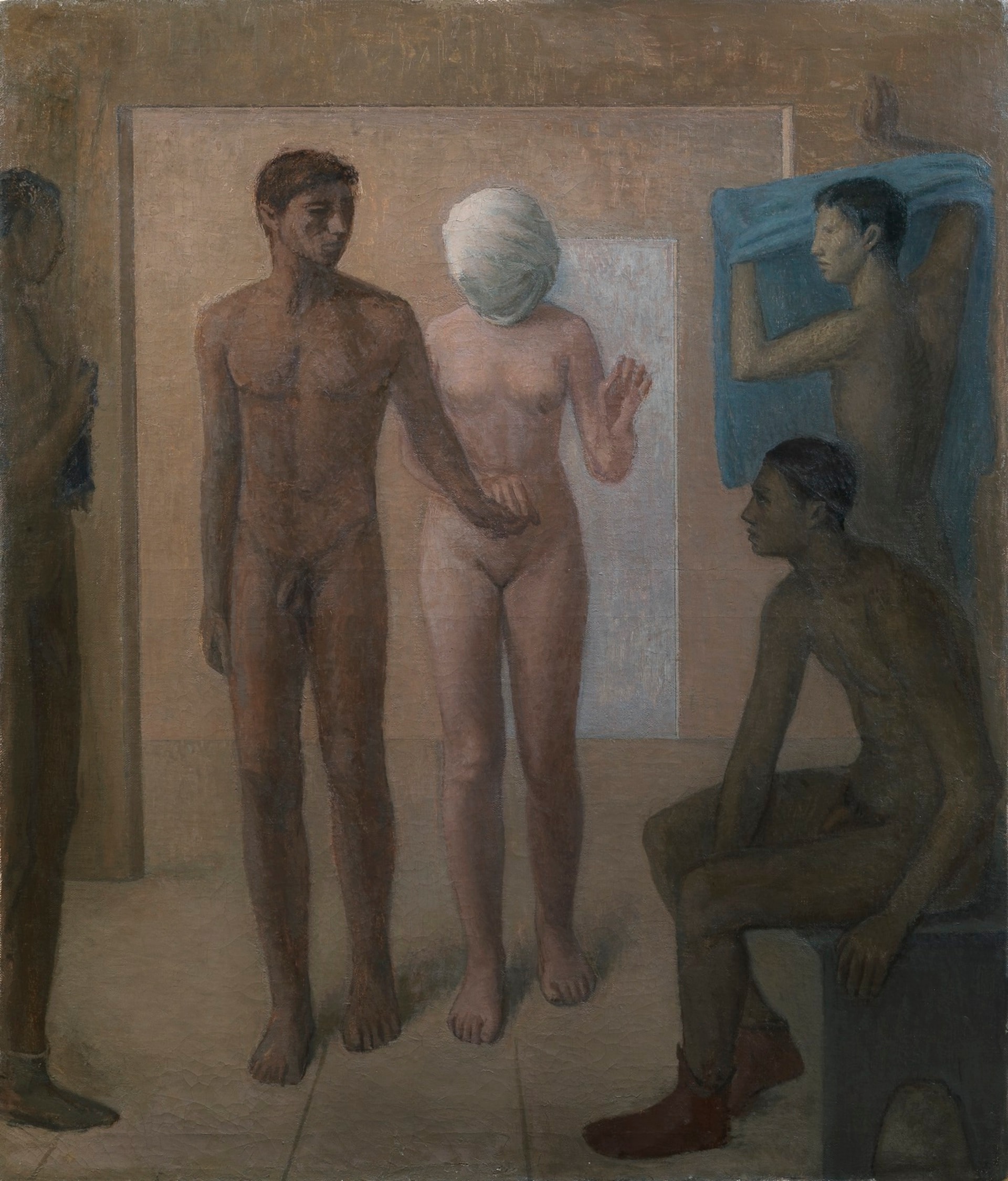 Giuseppe Capogrossi: Il vestibolo (Donna bendata, lo spogliatoio degli uomini), 1932, olio su tela - Collezione privata