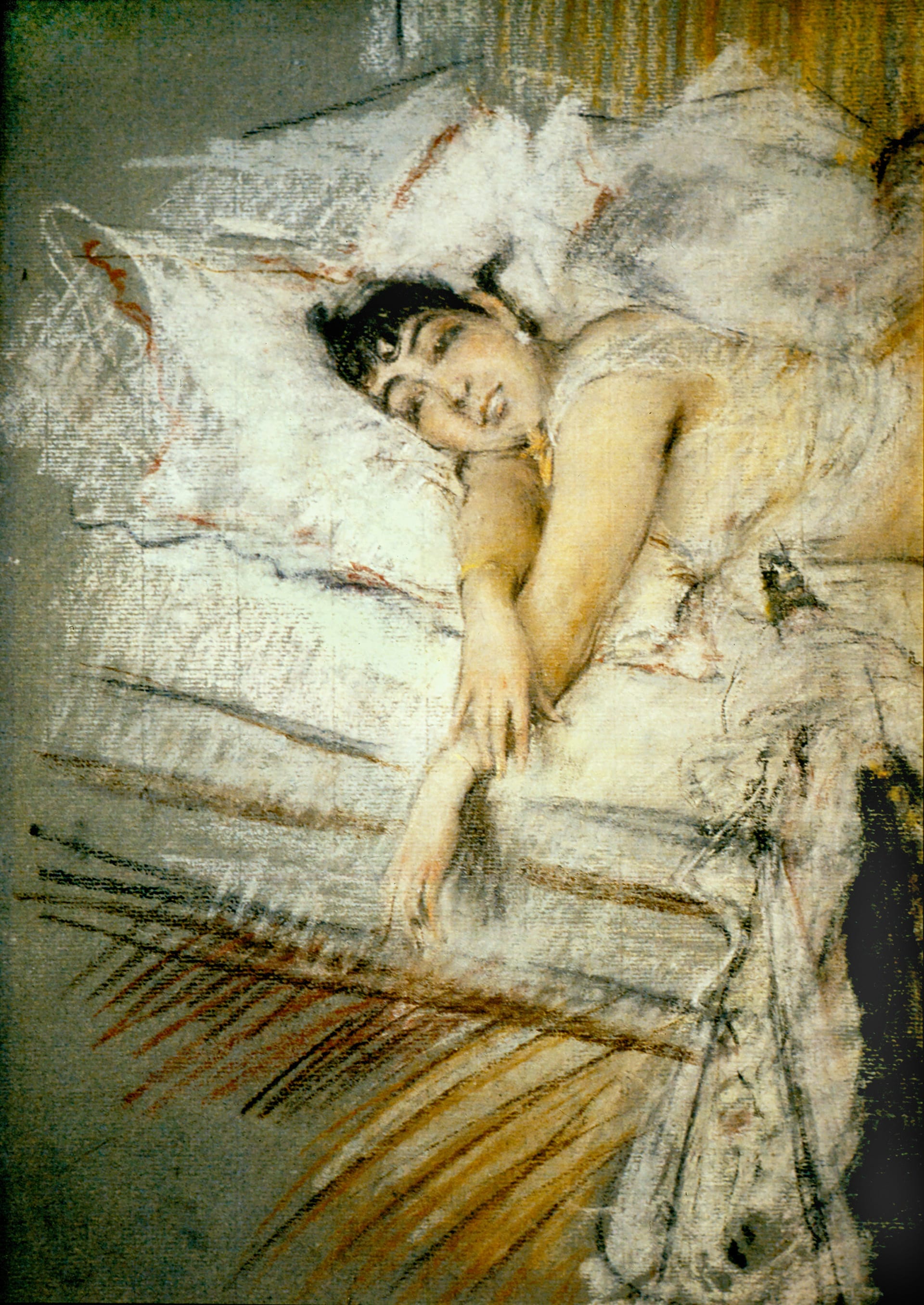 Giovanni Boldini "La contessa de Rasty a letto", 1880 ca. Pastelli su carta, 42,5 x 28 cm. Collezione privata. Courtesy Museo Archives Giovanni Boldini Macchiaioli