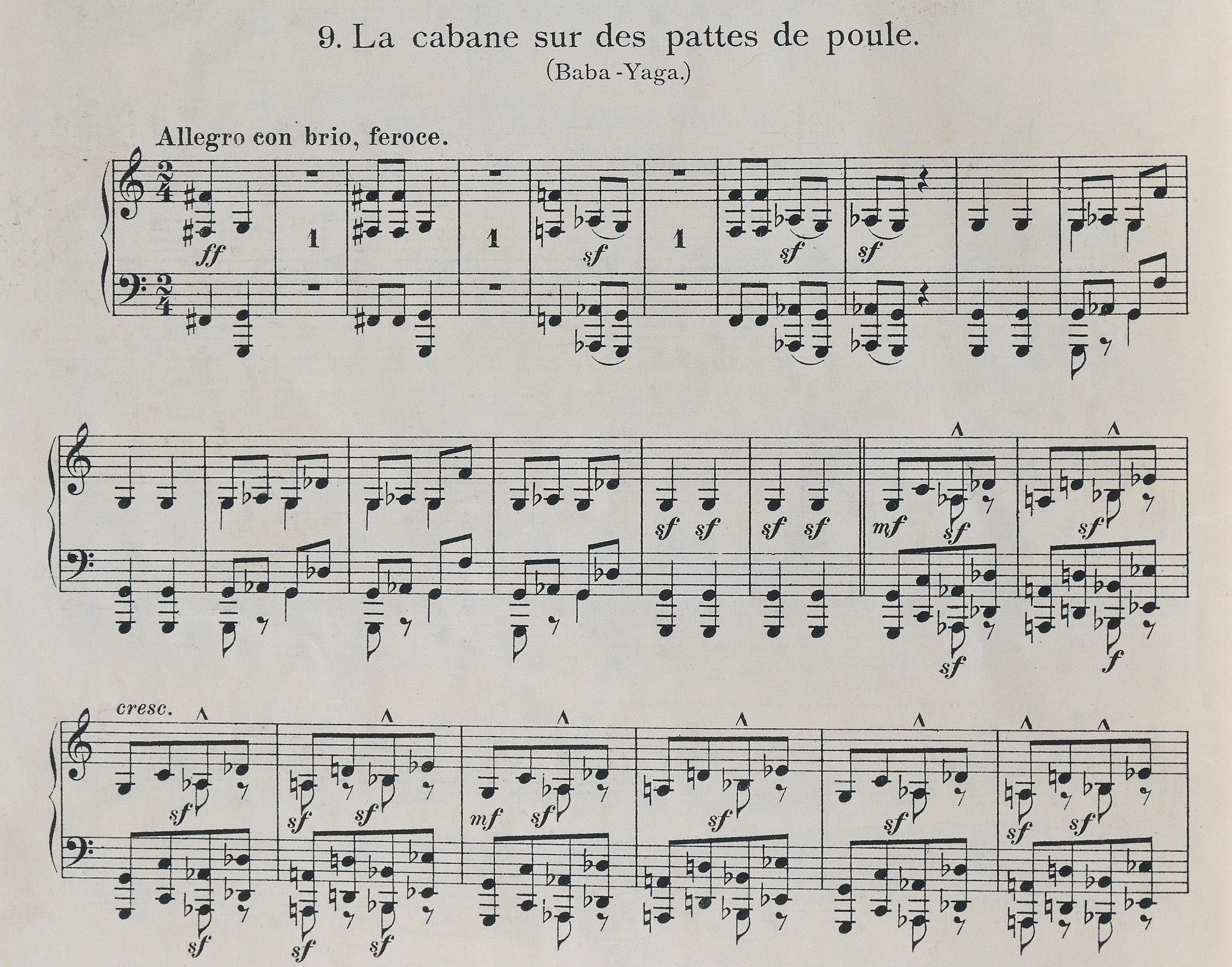 Dalla partitura del nono movimento di "Quadri da un’esposizione" di Modest Musorgskij.