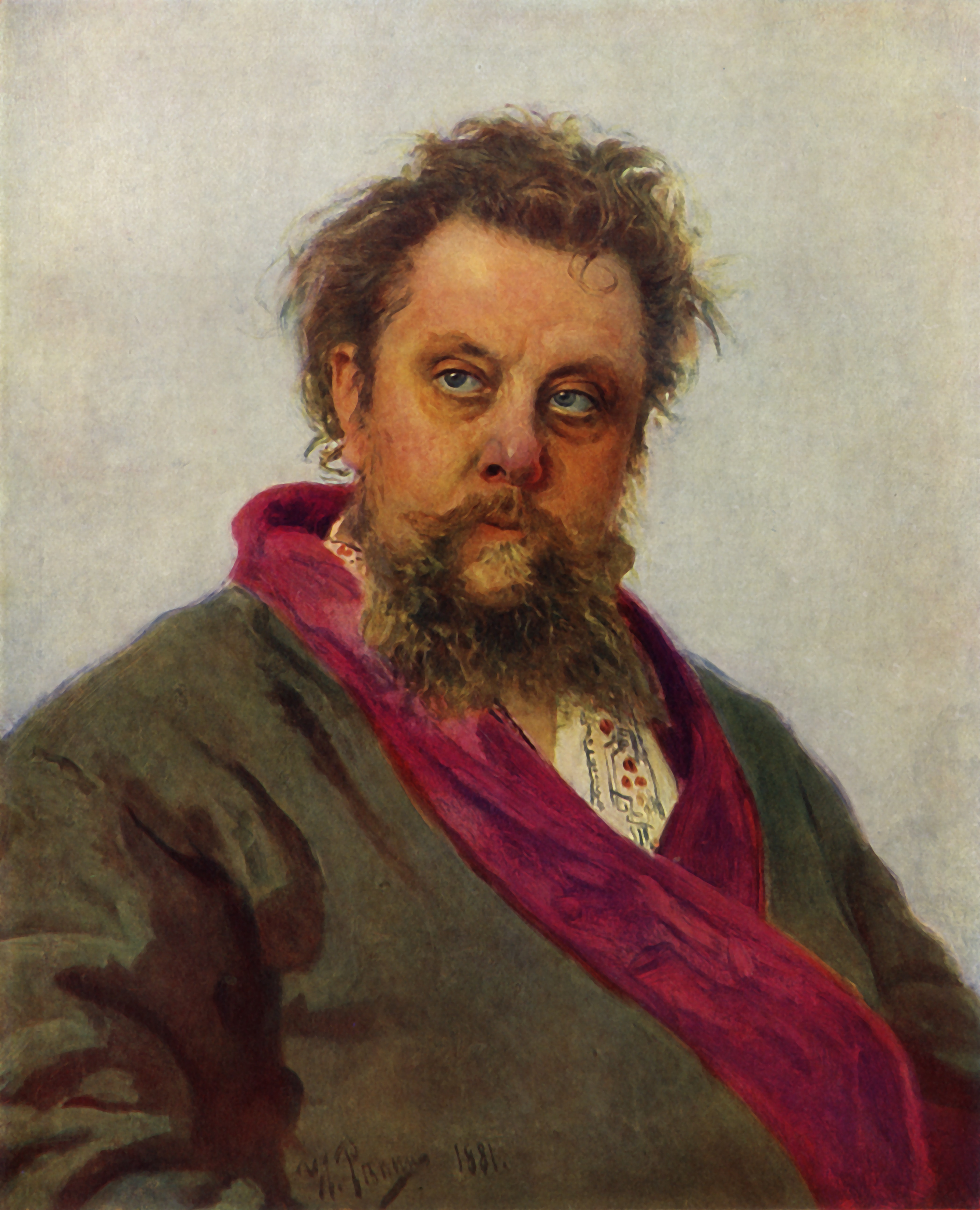 Ritratto di Modest Musorgskij nell’anno della sua morte, 1881. Artista: Il'ya Repin. Mosca, State Tretyakov Gallery.