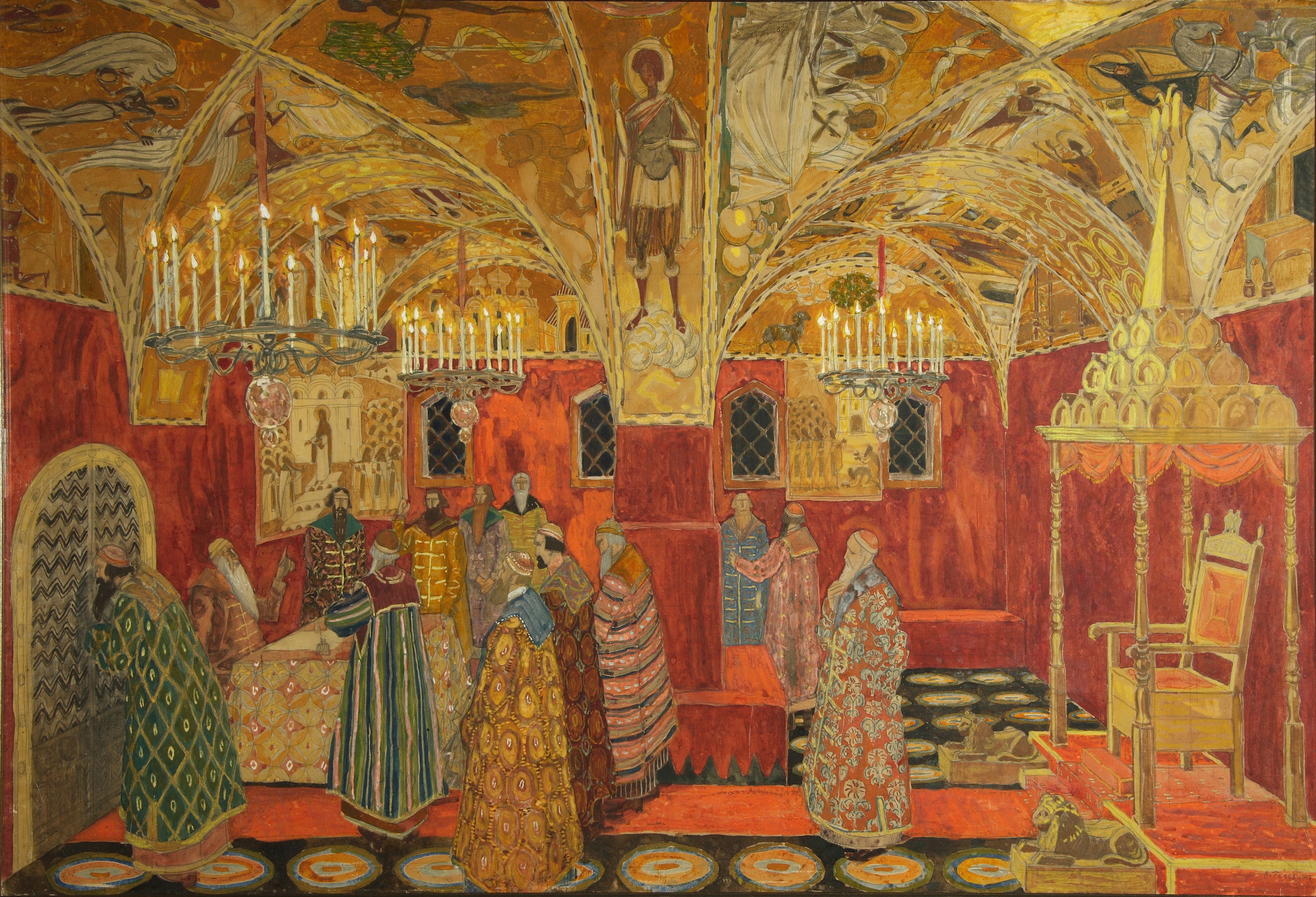 Bozzetto per la scenografia del "Boris Godunov", 1911. Artista: Alexander Yakovlevich Golovin (1863-1930).