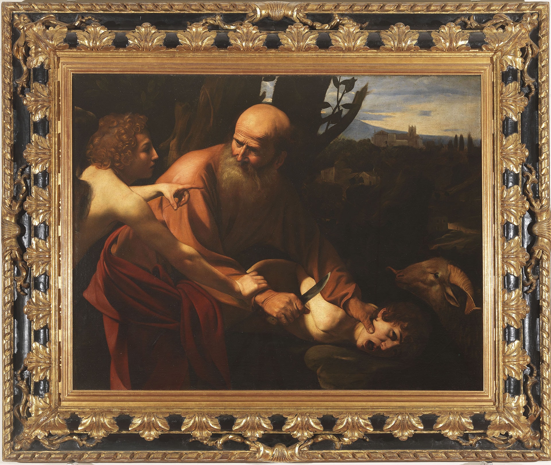 Caravaggio, Michelangelo Merisi (Milano 1571 – Porto Ercole 1610), Sacrificio di Isacco. Olio su tela, 104 x 135 cm. Firenze, Gallerie degli Uffizi