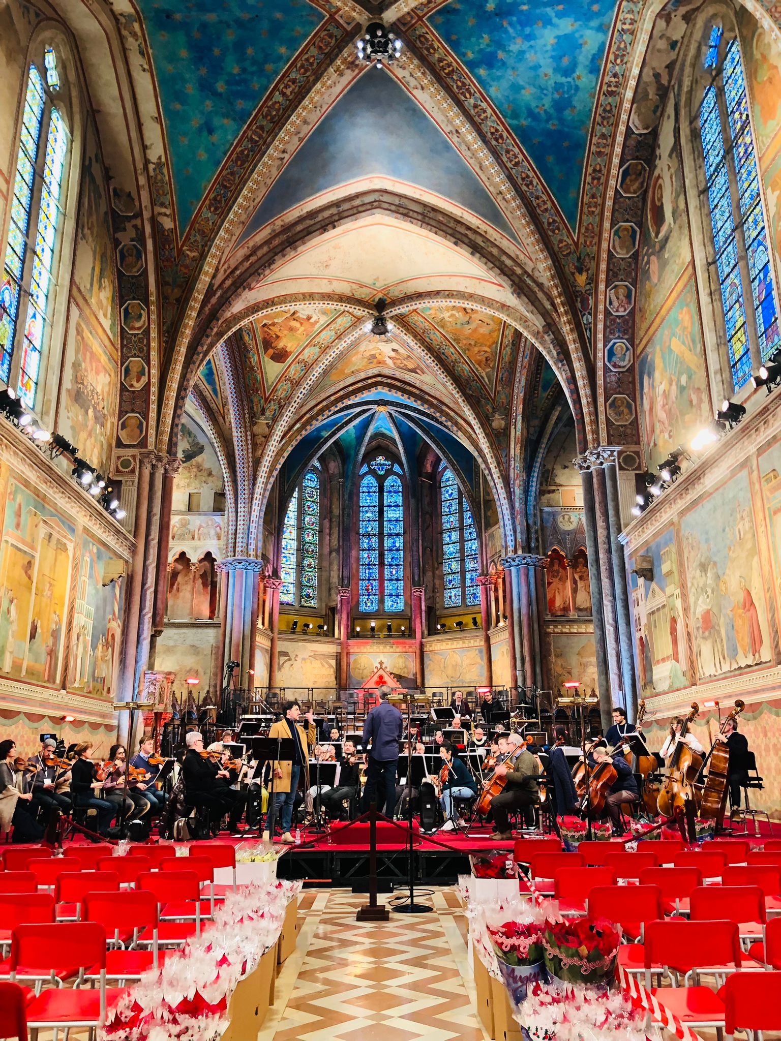 Backstage e prove del concerto di Natale ad Assisi