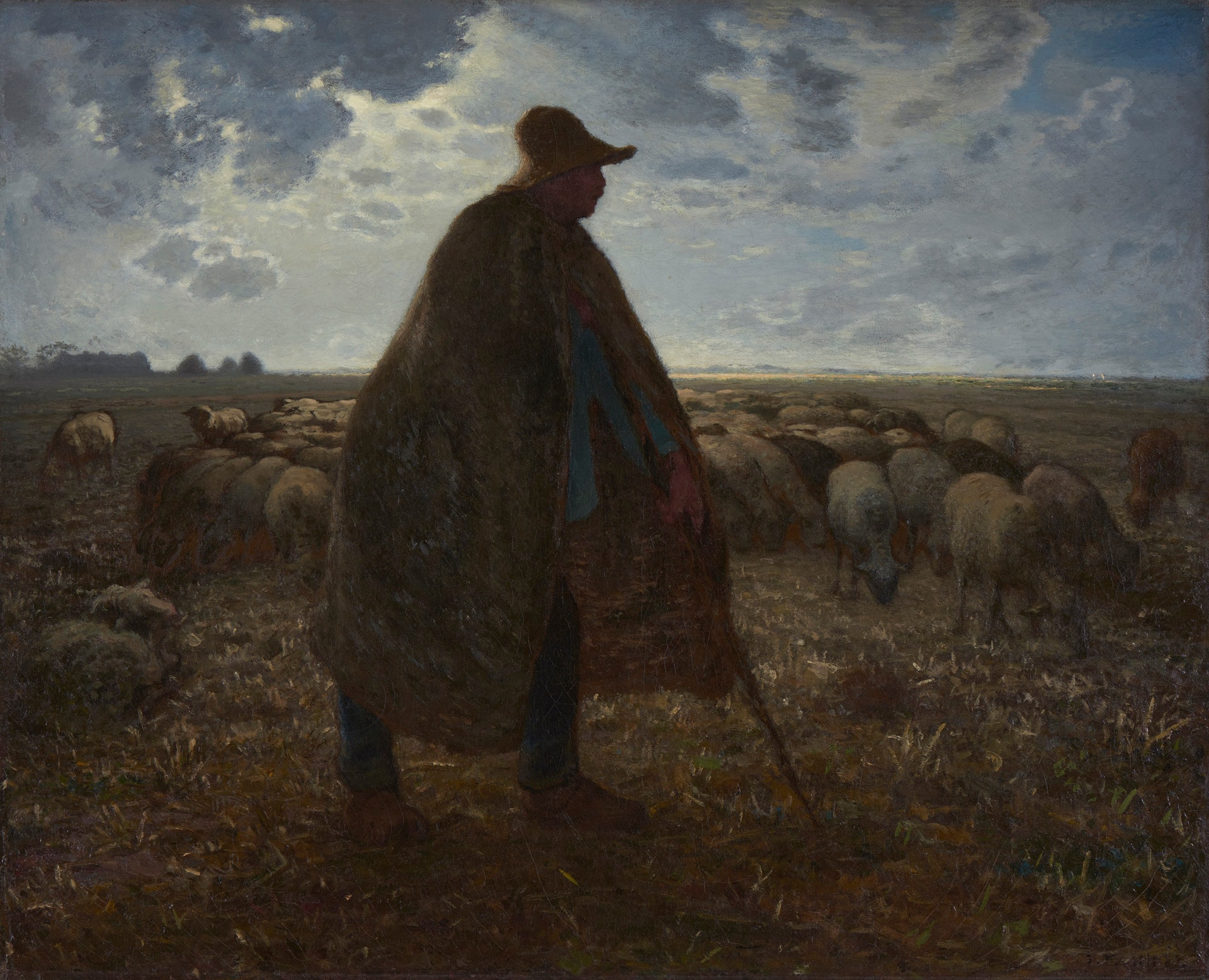 Jean-François Millet (1814–1875), Pastore che cura il suo gregge, primi anni 1860. Olio su tela, 81.8 x 100.5 cm. Brooklyn Museum, lascito di William H. Herriman, (Photo: Brooklyn Museum) 
