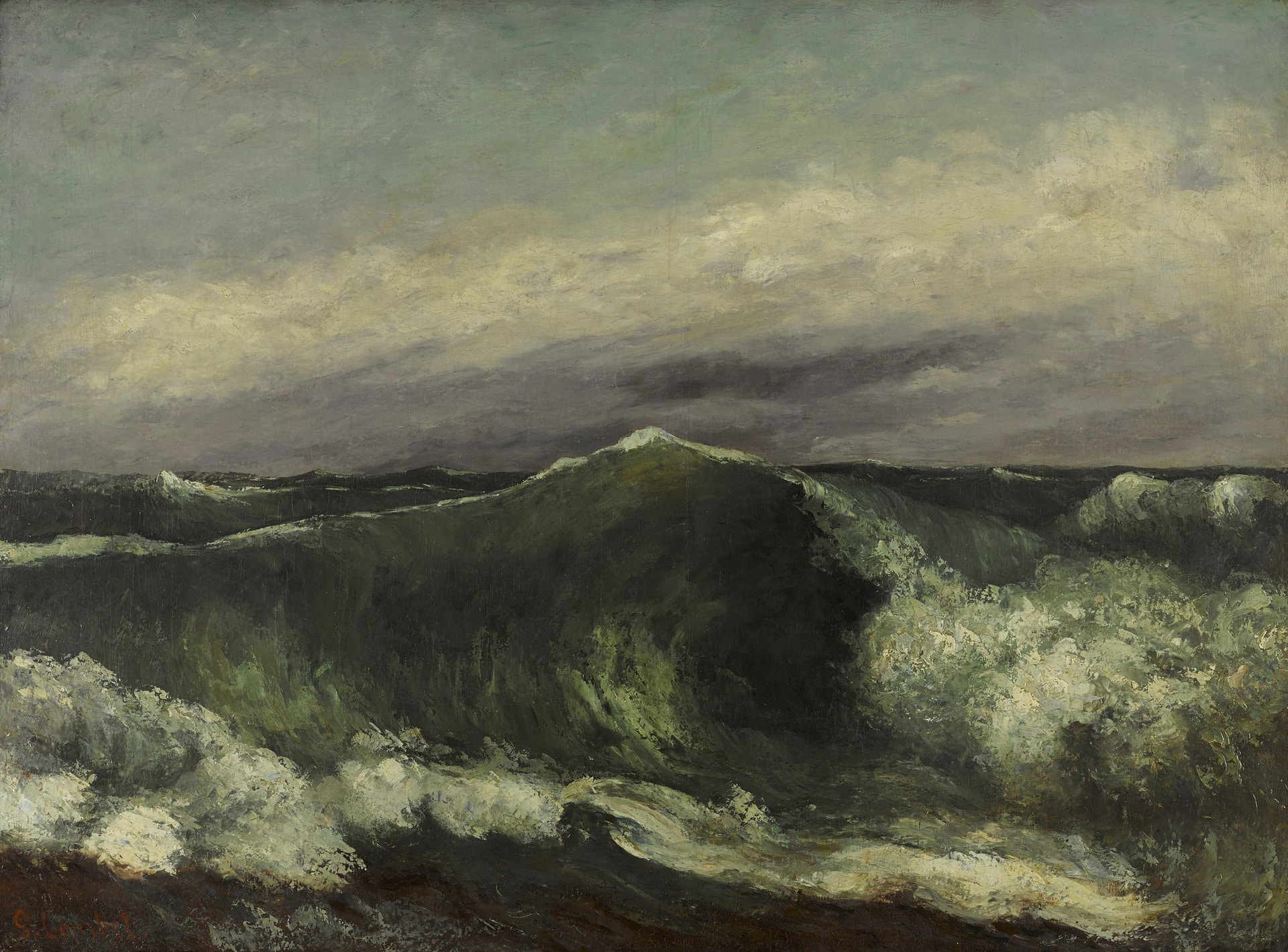 Gustave Courbet (1819–1877), L'onda, 1869 circa. Olio su tela, 65.4 x 88.7 x 7.6 cm. Brooklyn Museum, dono di Mrs. Horace O. Havemeyer. (Photo: Brooklyn Museum)