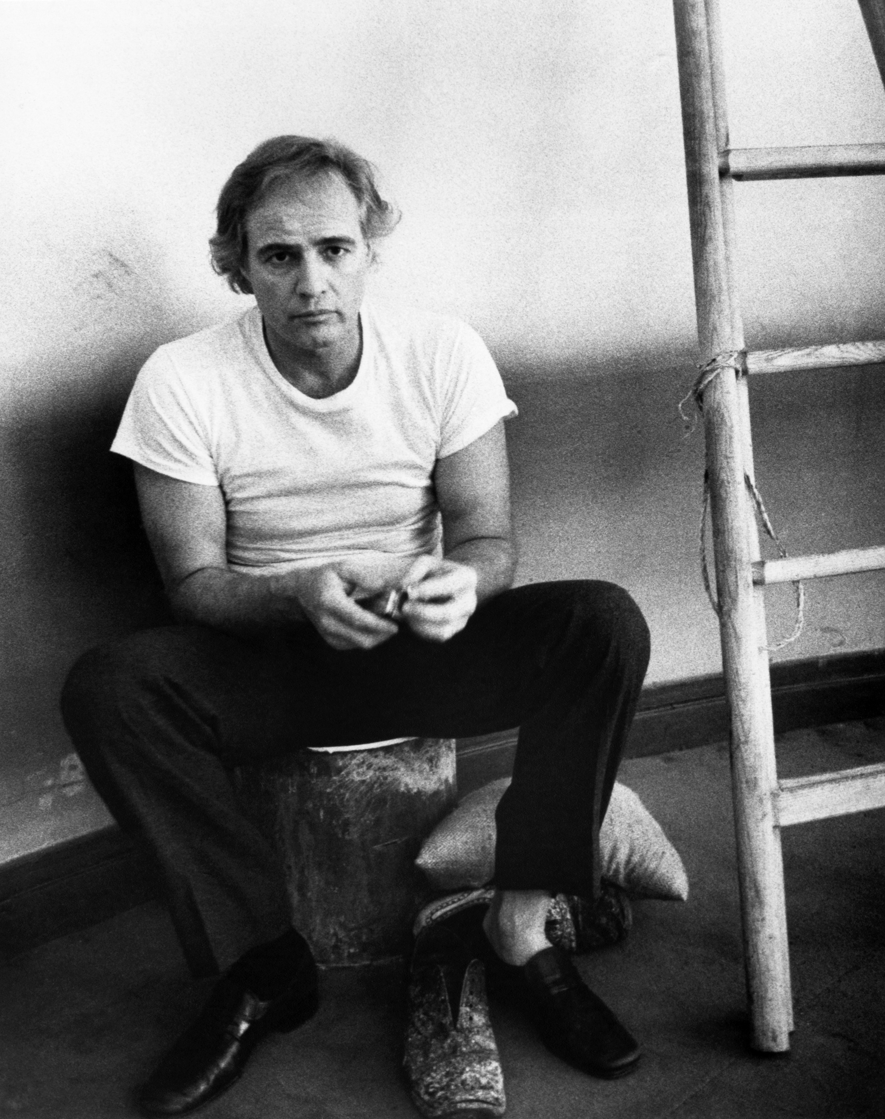 Marlon Brando sul set di "Ultimo tango a Parigi" 