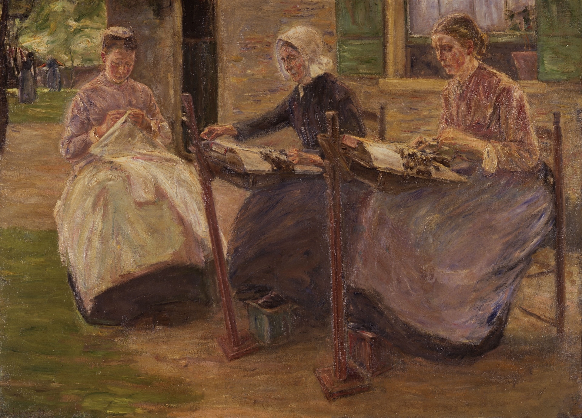 Max Liebermann, Lavoratrici di merletto, 1894. Olio su tela, Fondazione Musei Civici di Venezia, Galleria Internazionale d’Arte Moderna di Ca’ Pesaro. © Archivio Fotografico Fondazione Musei Civici di Venezia, 2024 