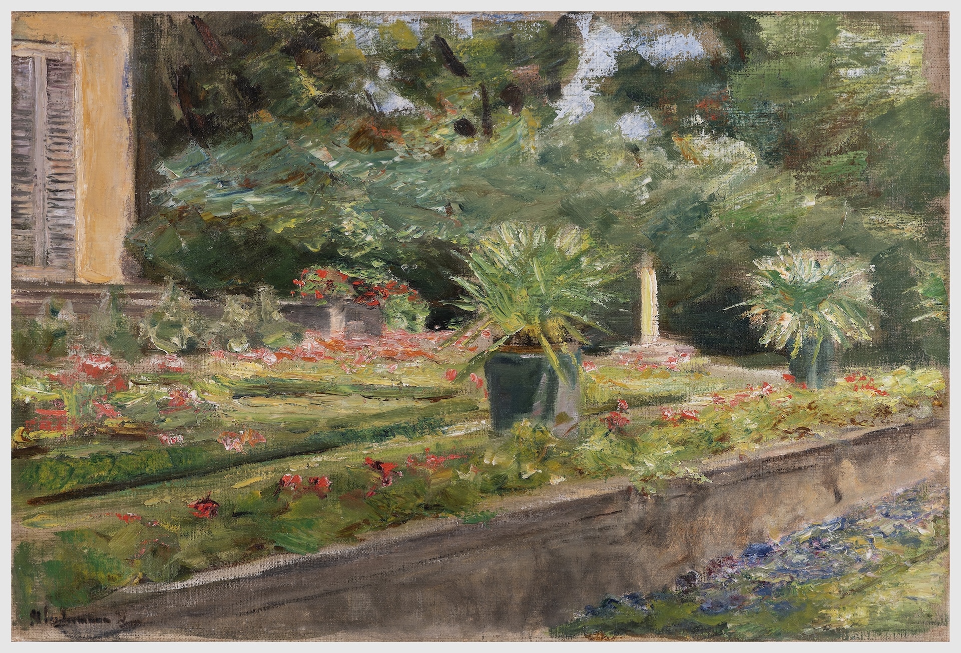 Max Liebermann, La terrazza fiorita nel giardino sul Wannsee verso nord-ovest, 1915. Olio su tela, Max-Liebermann-Gesellschaft Berlin e.V. © Max-Liebermann-Gesellschaft Berlin e.V., Foto: Oliver Ziebe, Berlin