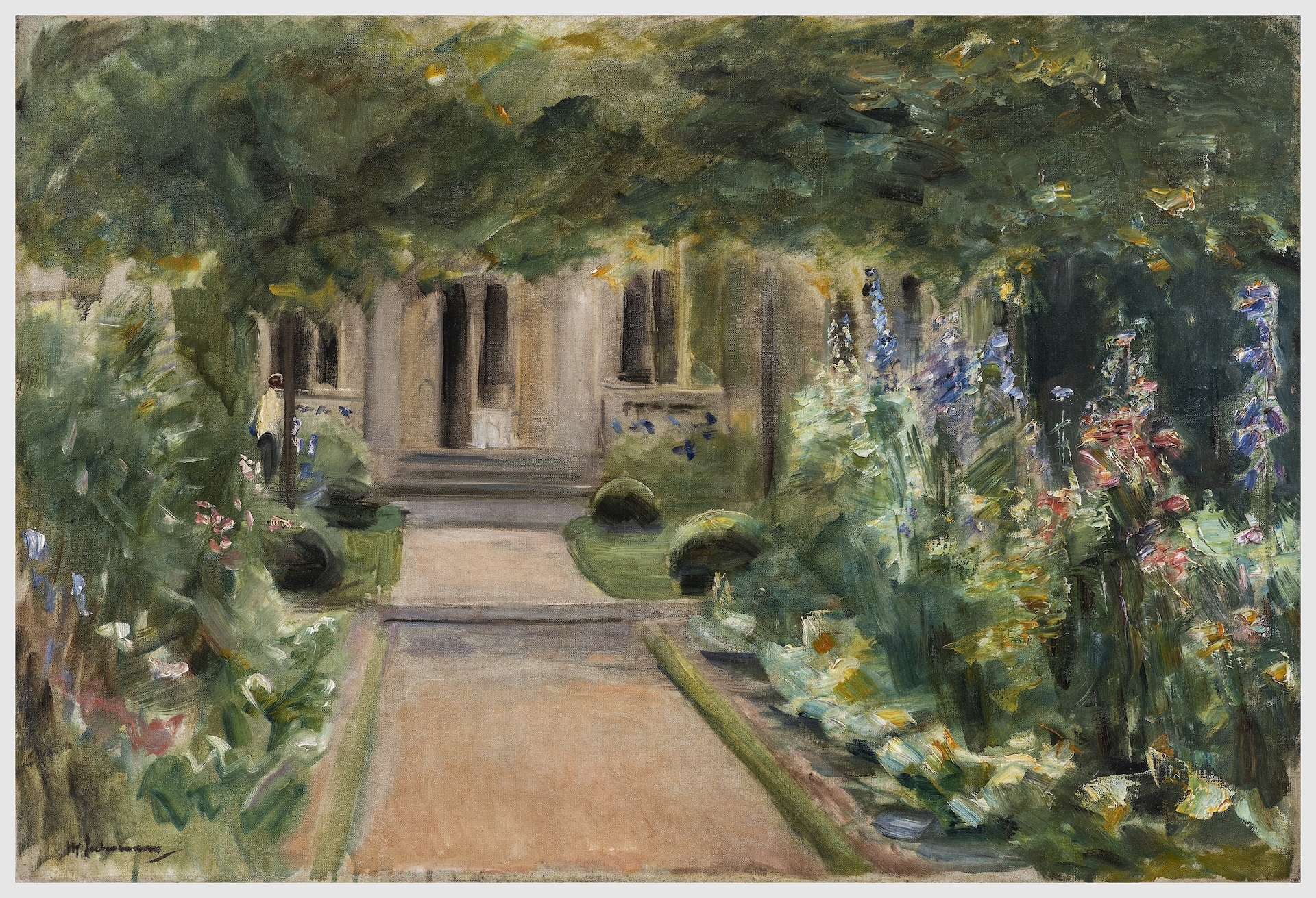 Max Liebermann, Vista dall’orto verso est sull’ingresso della casa di campagna, 1919. Olio su tela, Max-Liebermann-Gesellschaft Berlin e.V. © Max-Liebermann-Gesellschaft Berlin e.V., Foto: Oliver Ziebe, Berlin