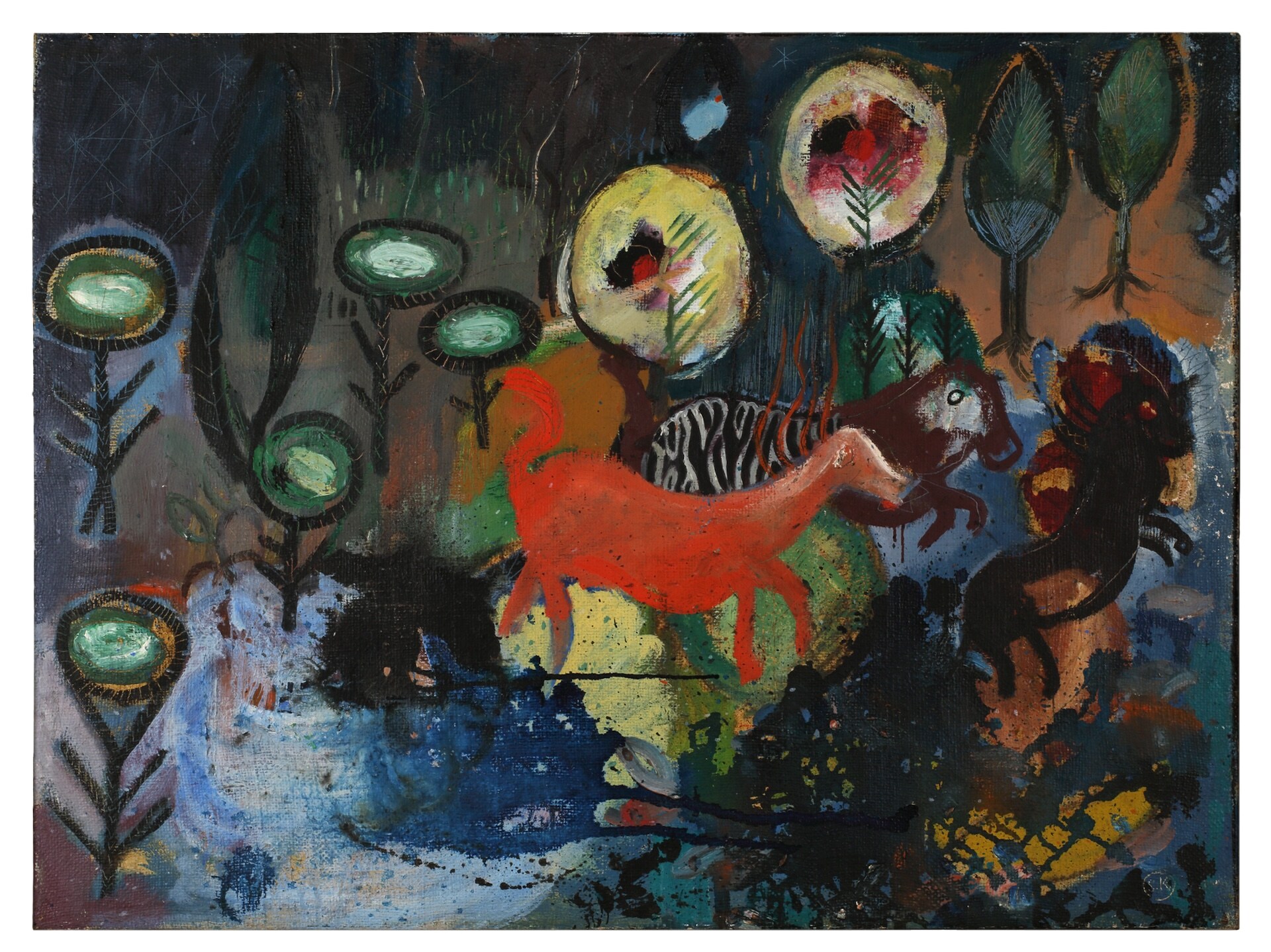 Slavko Kopač: Cavalli, 1947. Olio su tela 61 x 81cm