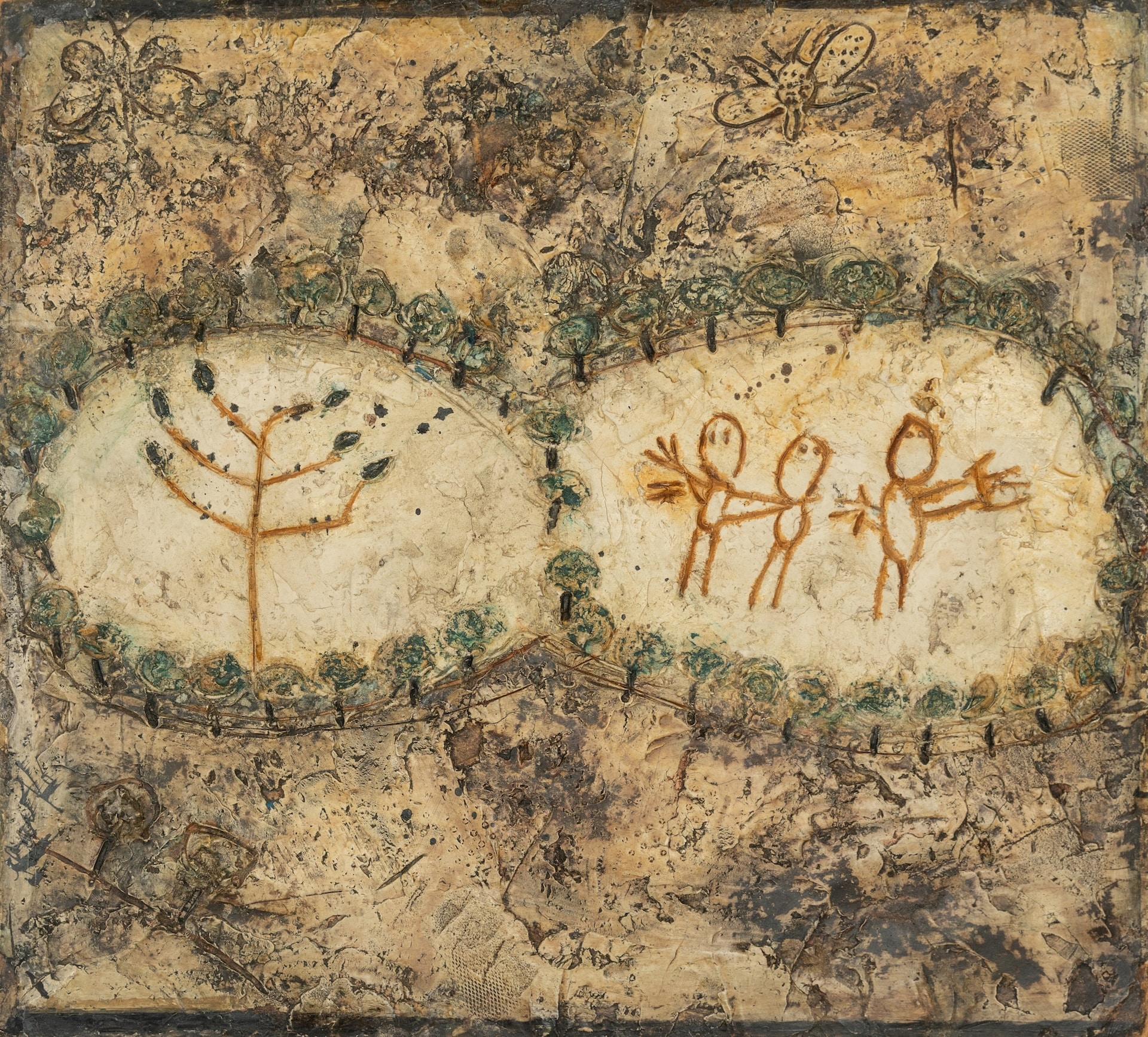 Slavko Kopač: Parco pubblico, 1954. Dipinto a vinile su tavola, 40x44,5cm