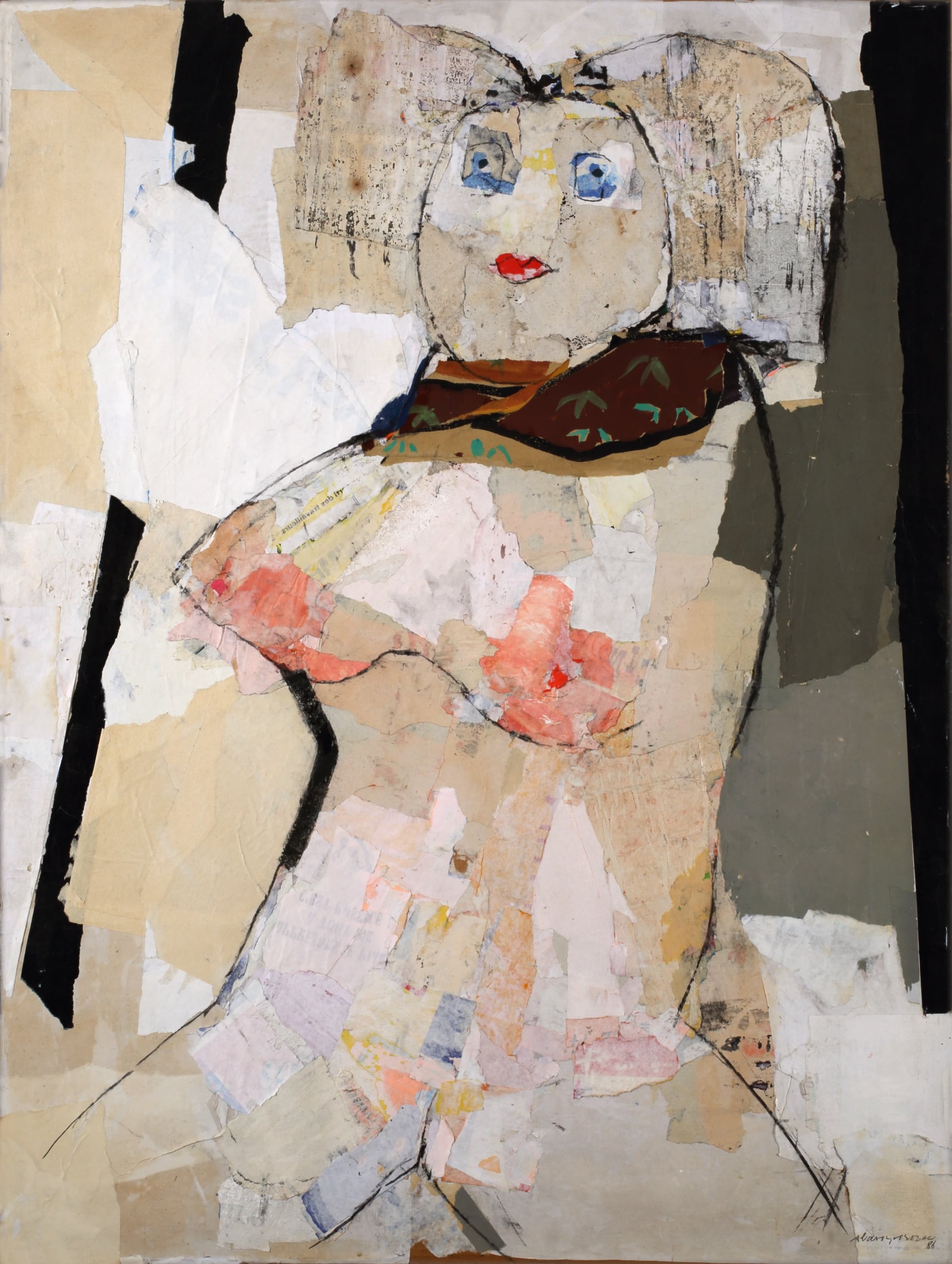 Slavko Kopač: Camera da letto, 1986. Tecnica mista (collage, pittura, pastelli) su tavola, 107,5x81cm