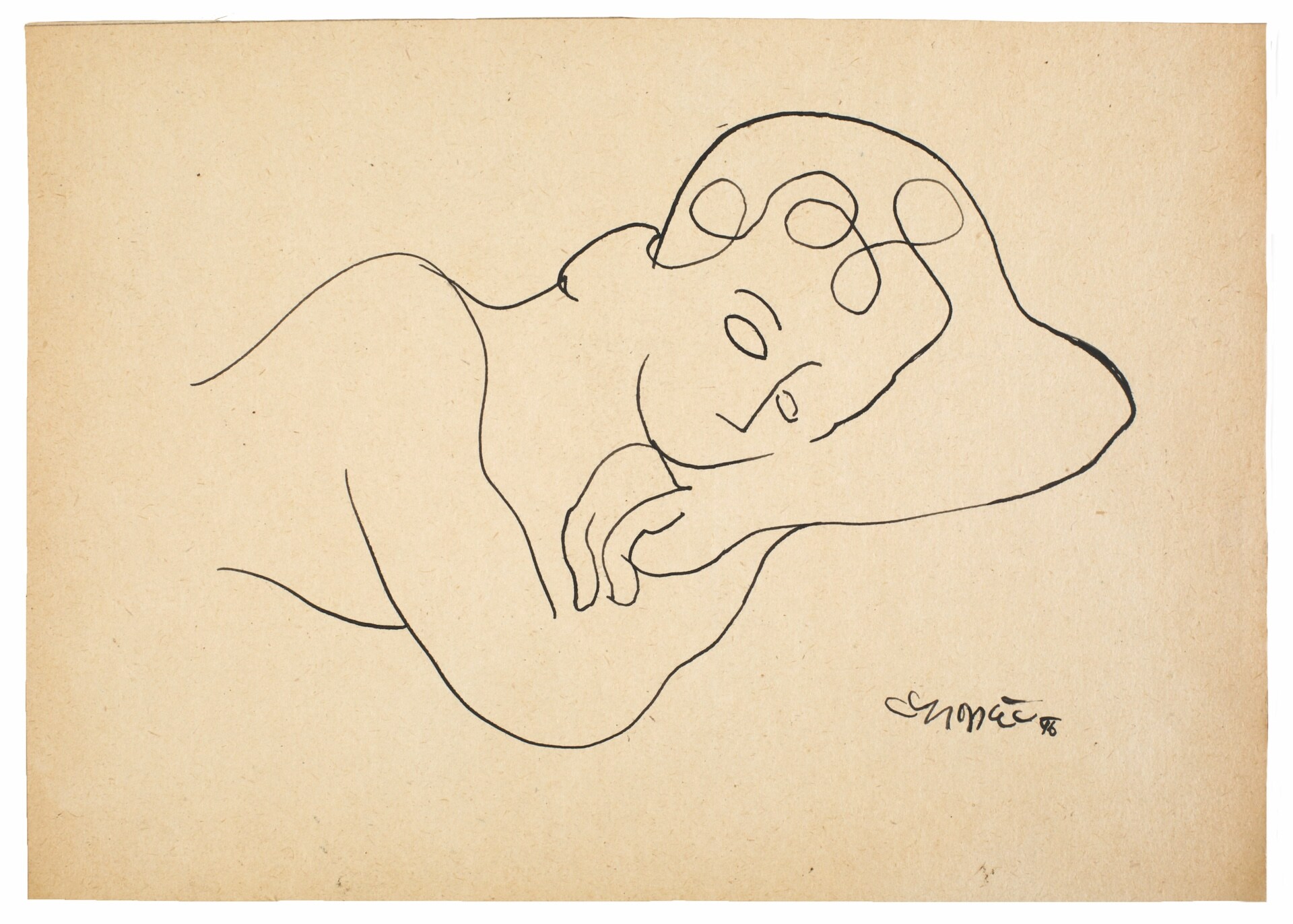 Slavko Kopač: Donna sdraiata, 1946 Inchiostro su carta 20,3x28,7 cm