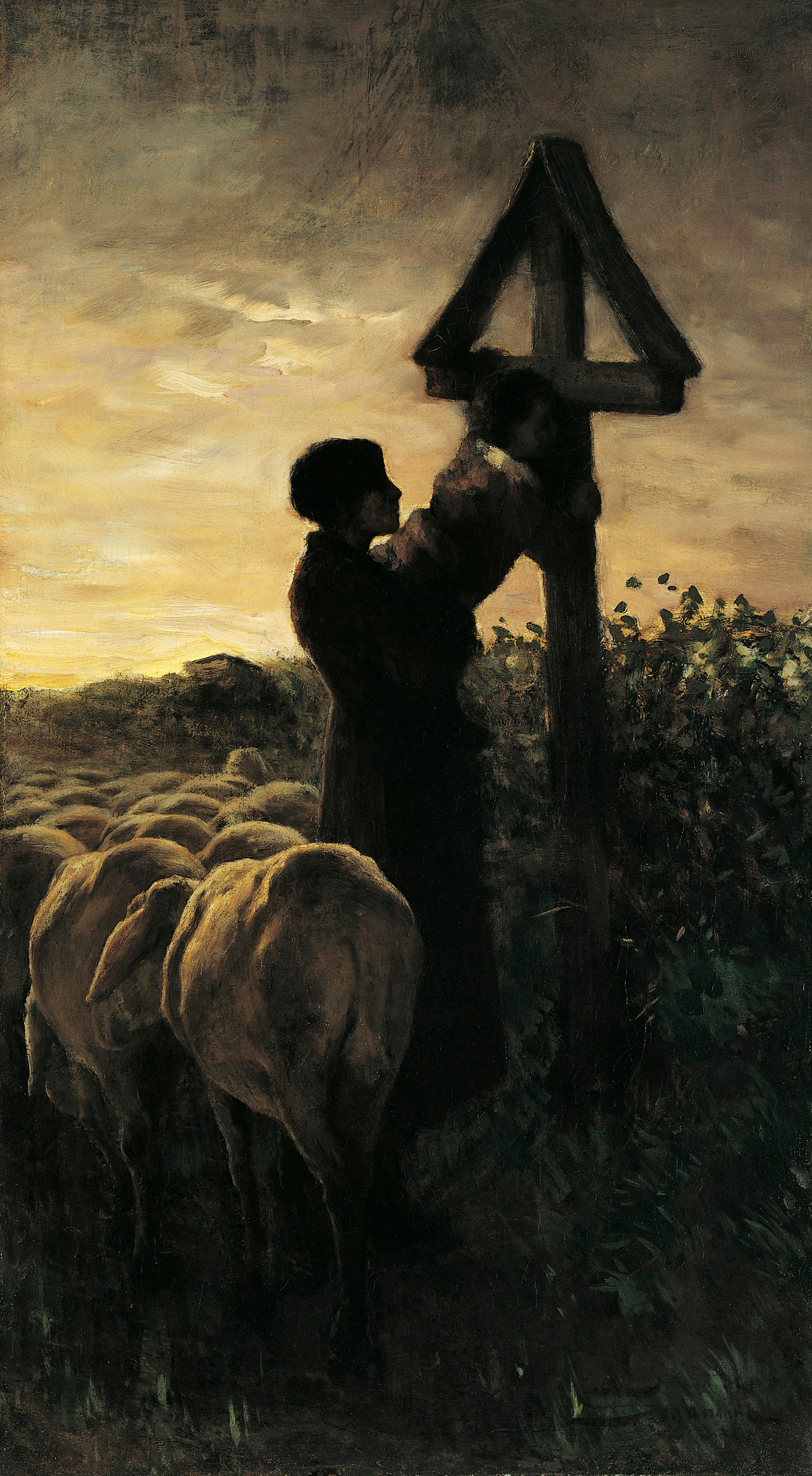 Giovanni Segantini, Bacio alla croce, 1881-1882, olio su tela, 85,5x48cm., Segantini Museum, St. Moritz (deposito della Fondazione Otto Fischbacher Giovanni Segantini)