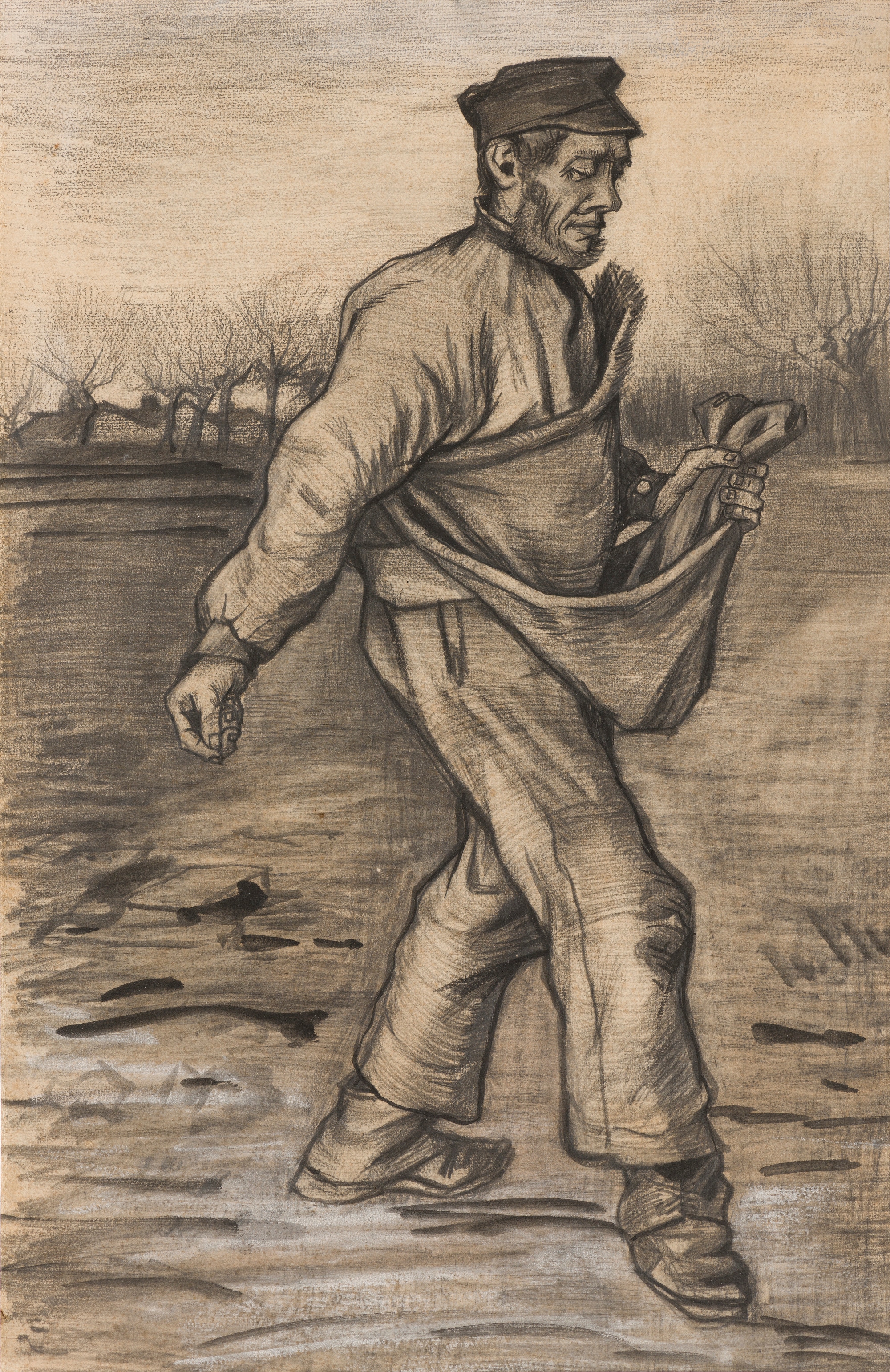 Vincent Van Gogh, Seminatore, 1882, grafite, pastello nero, inchiostro e pennello 6,10x4,00cm., P. & N. de Boer Foundation, Amsterdam 