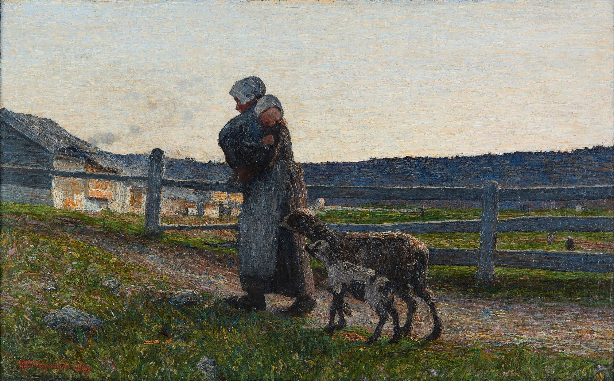 Giovanni Segantini, Le due madri, 1892, olio su tela, 38x61cm., Collezione privata
