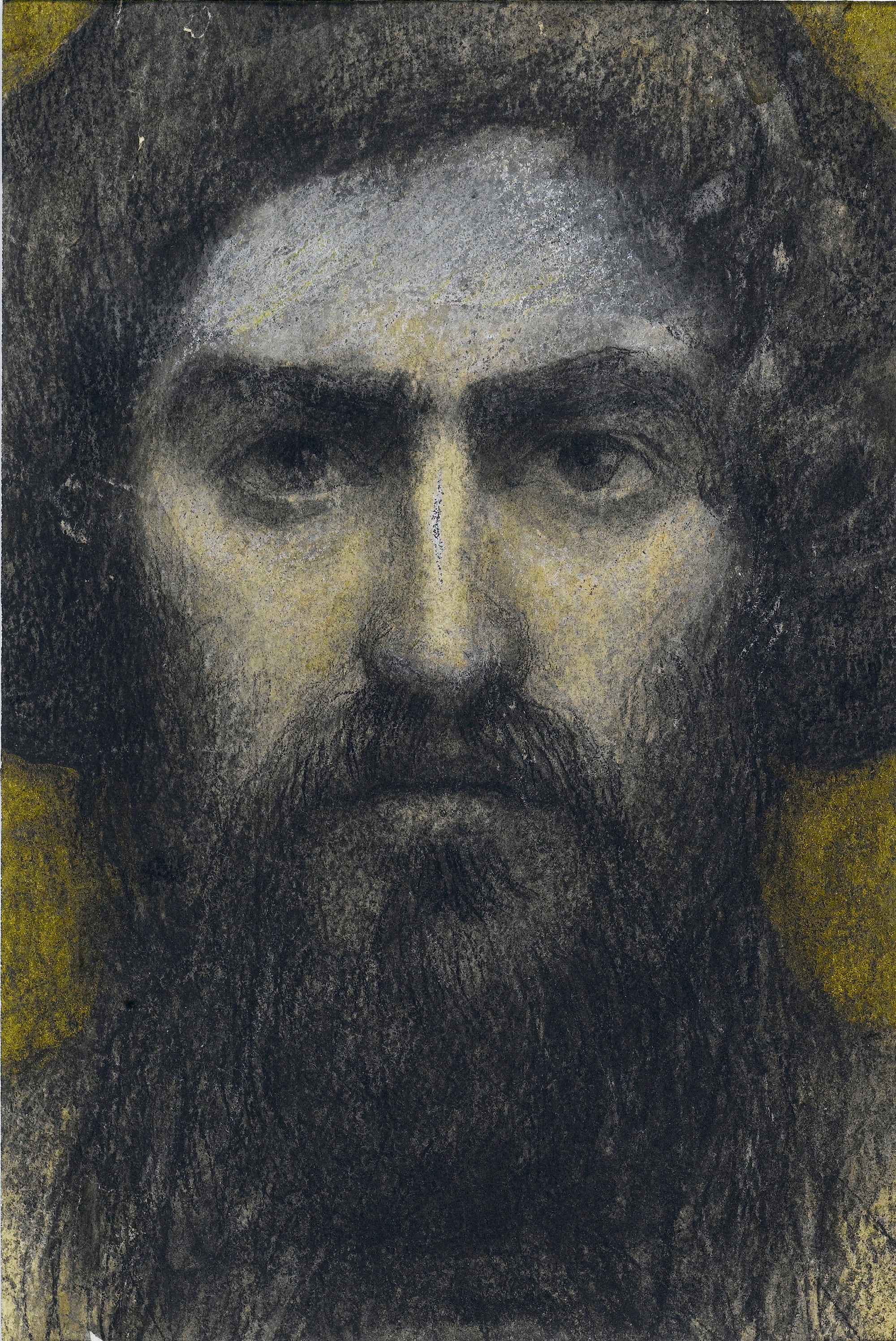 Giovanni Segantini, Ultimo autoritratto, 1898, carboncino, polvere d’oro e gesso bianco su carta, 21,3x14,6cm., Castello Sforzesco, Gabinetto dei Disegni, Milano