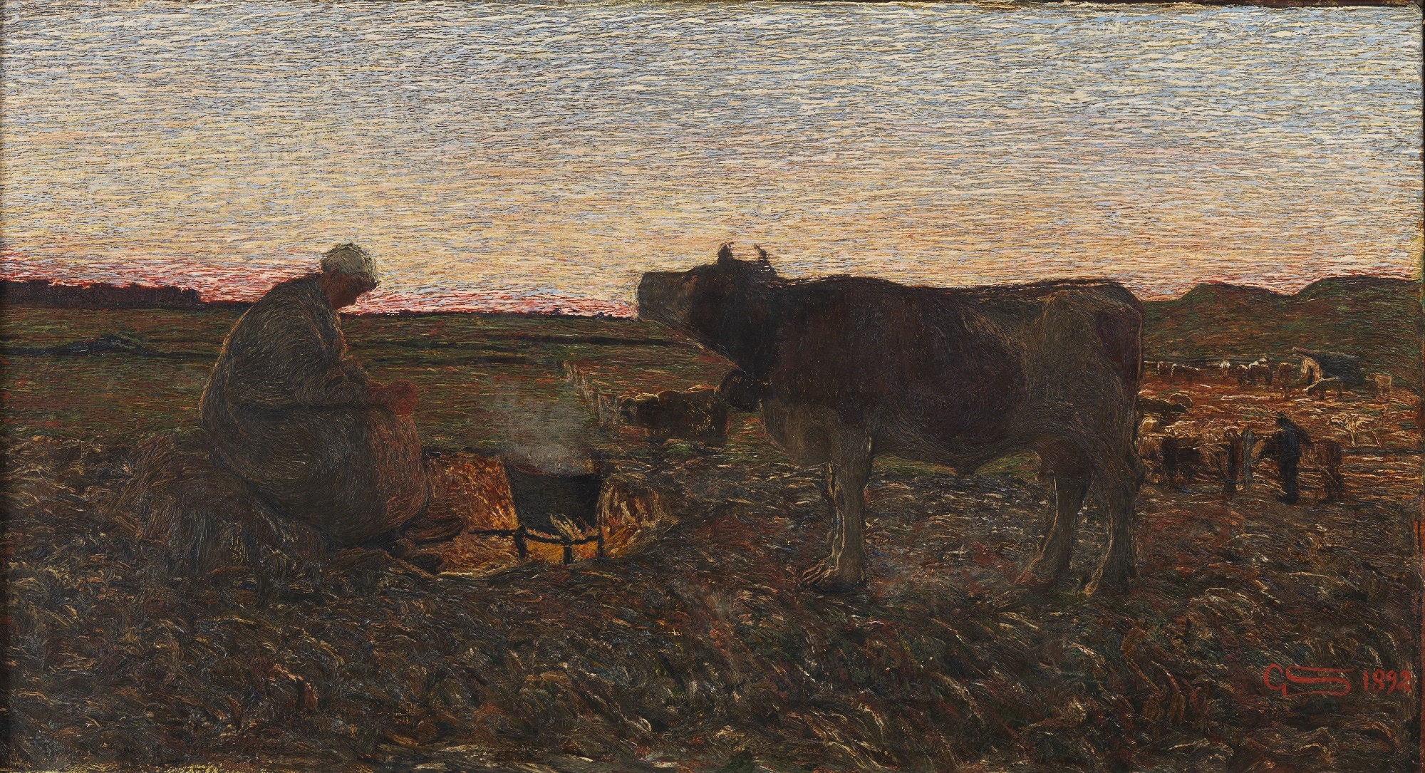 Giovanni Segantini, L’ora mesta, 1892, olio su tela, 45,5x83cm., Collezione privata, deposito presso la Galleria Civica G. Segantini, Arco