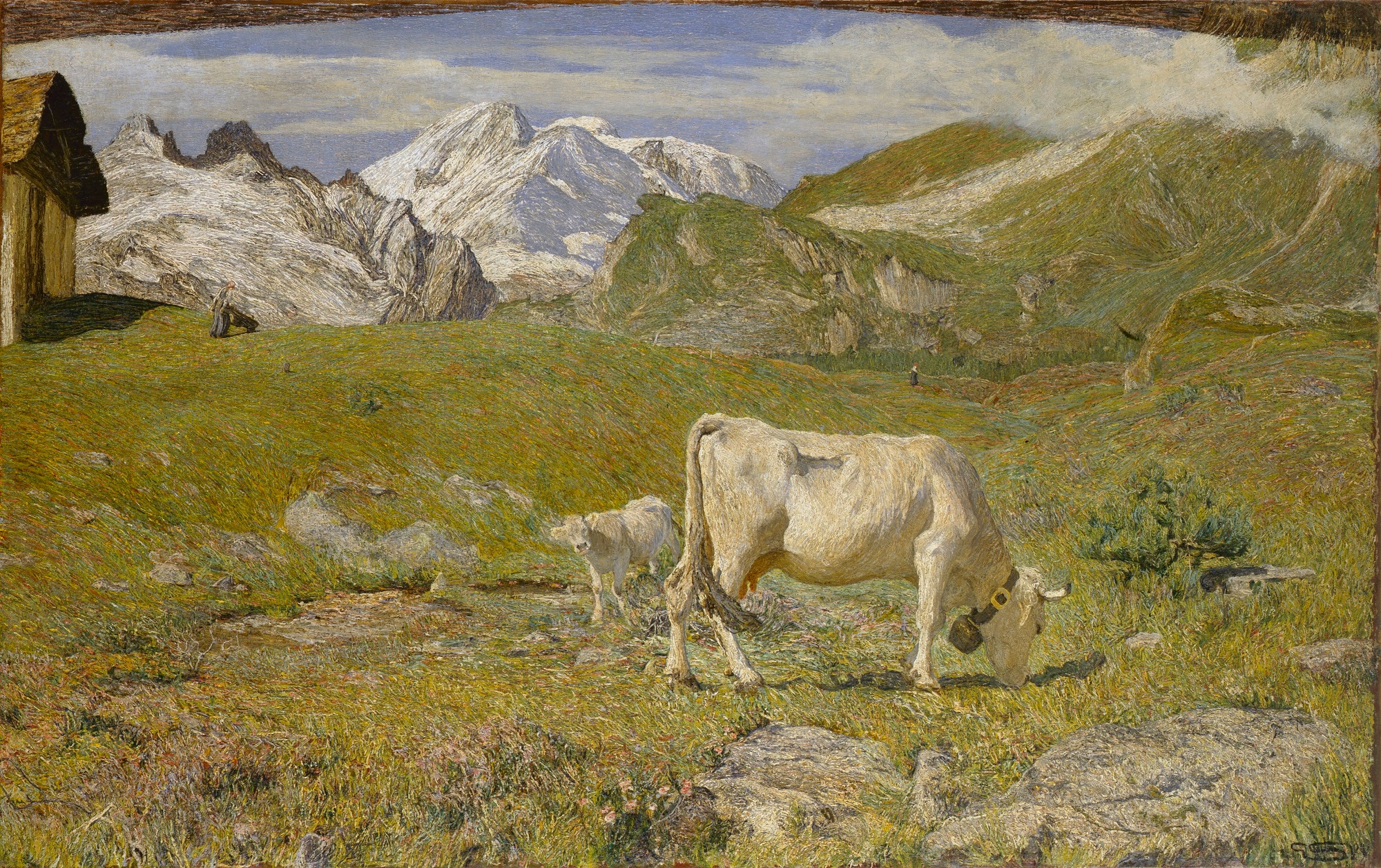 Giovanni Segantini, Pascoli di primavera, 1895, olio su tela, 97,5x155,5cm., Pinacoteca di Brera, Milano 