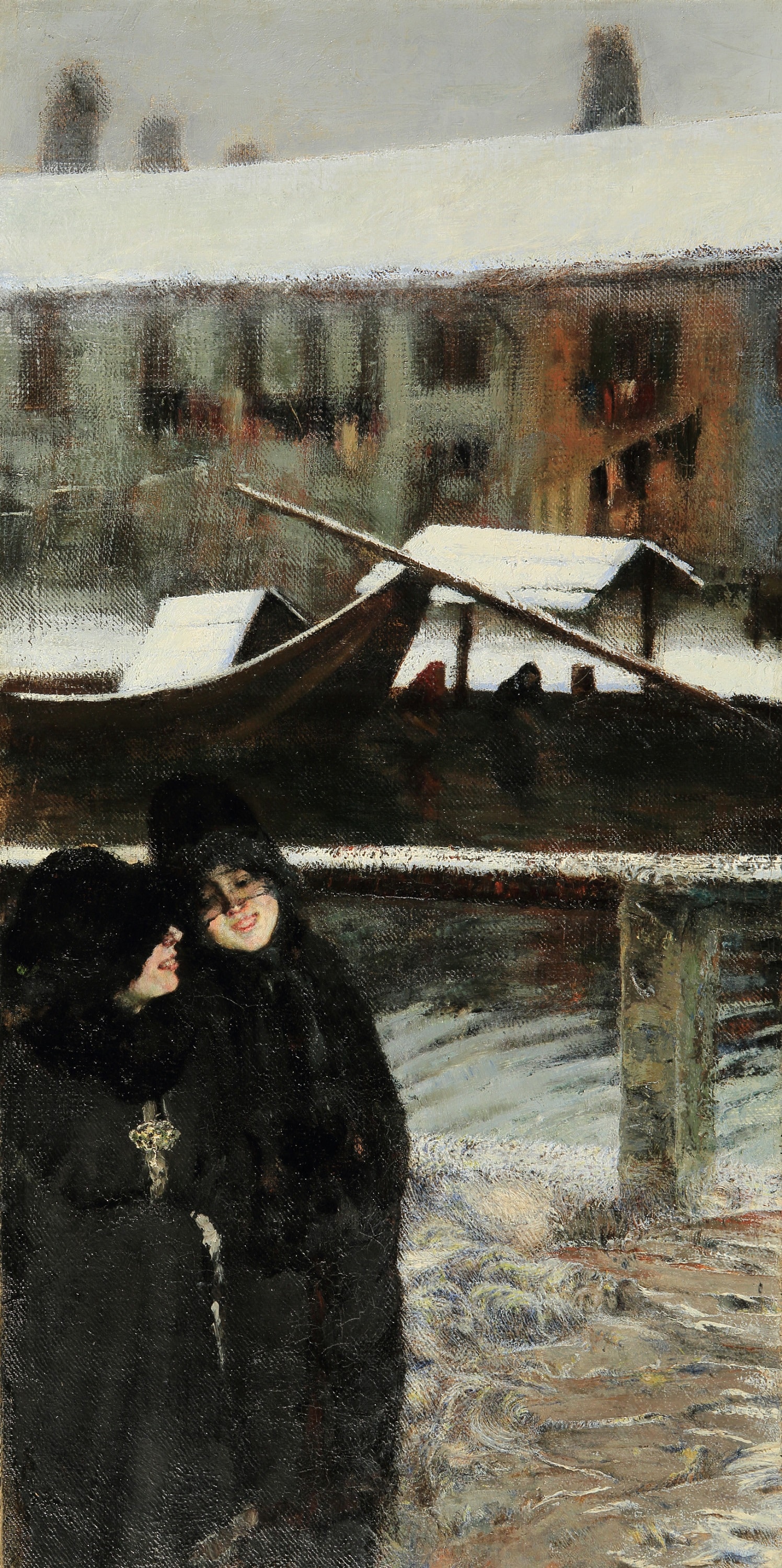 Giovanni Segantini, Nevicata sul Naviglio, 1880-1881, olio su tela, 60x30cm., Galleria Civica G. Segantini, Arco