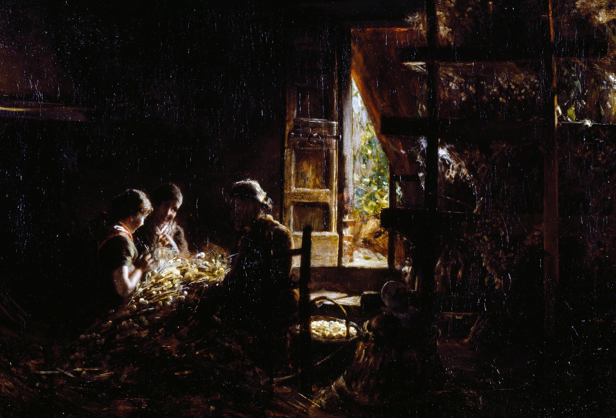 Giovanni Segantini, La raccolta dei bozzoli, 1882-1883, olio su tela, 70x101cm., Collezione Intesa Sanpaolo, Gallerie d'Italia, Milano